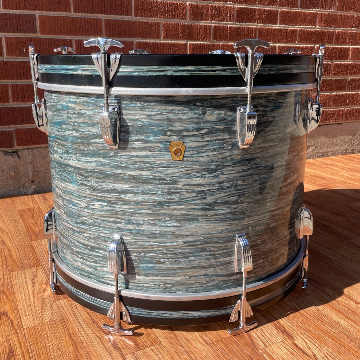 1960s Ludwig 14x20 Virgin Bass Drum Oyster Blue Pearl Rock Duo