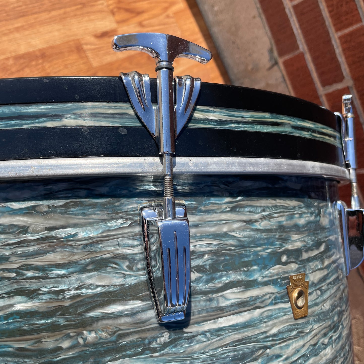 1960s Ludwig 14x20 Virgin Bass Drum Oyster Blue Pearl Rock Duo