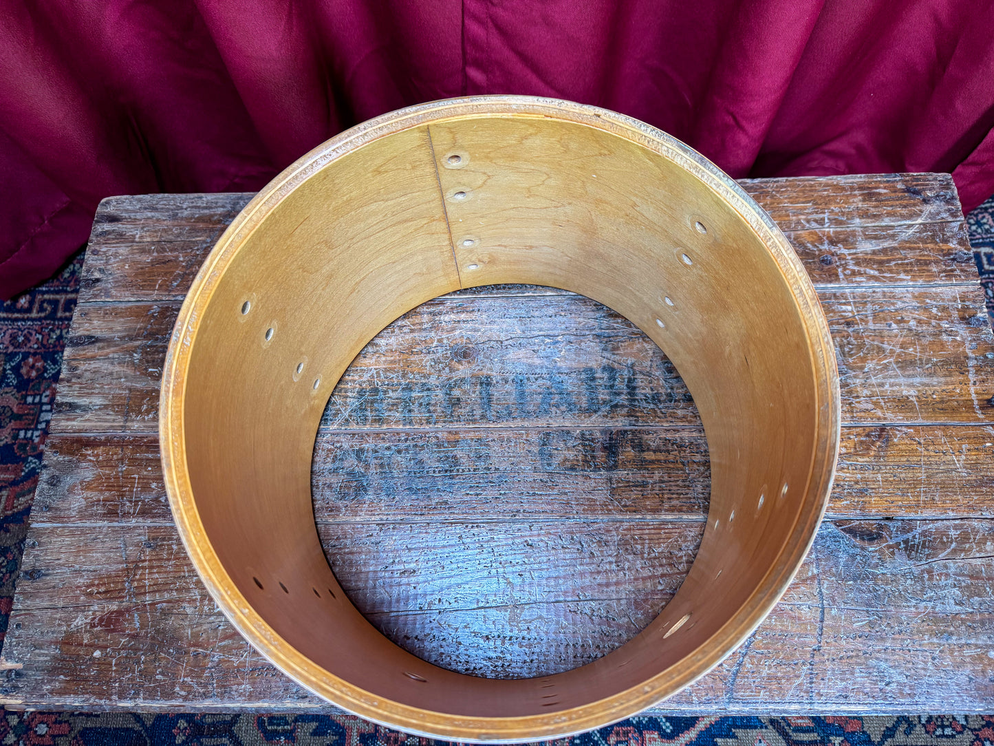 1970s Slingerland 9x13 Tom Drum Shell Single Natural 5-Ply