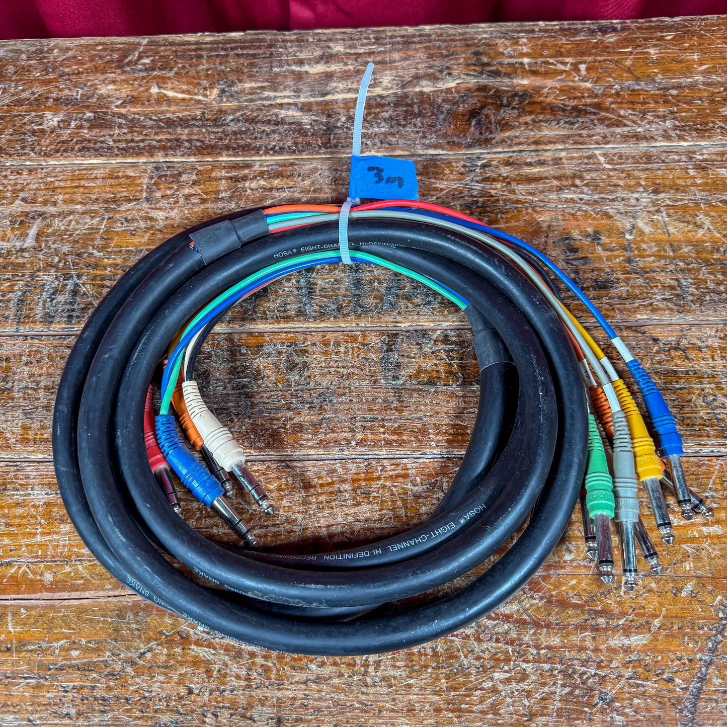 Hosa STP-803 1/4" TRS to 1/4" TS 8x4 Cable Snake 3m