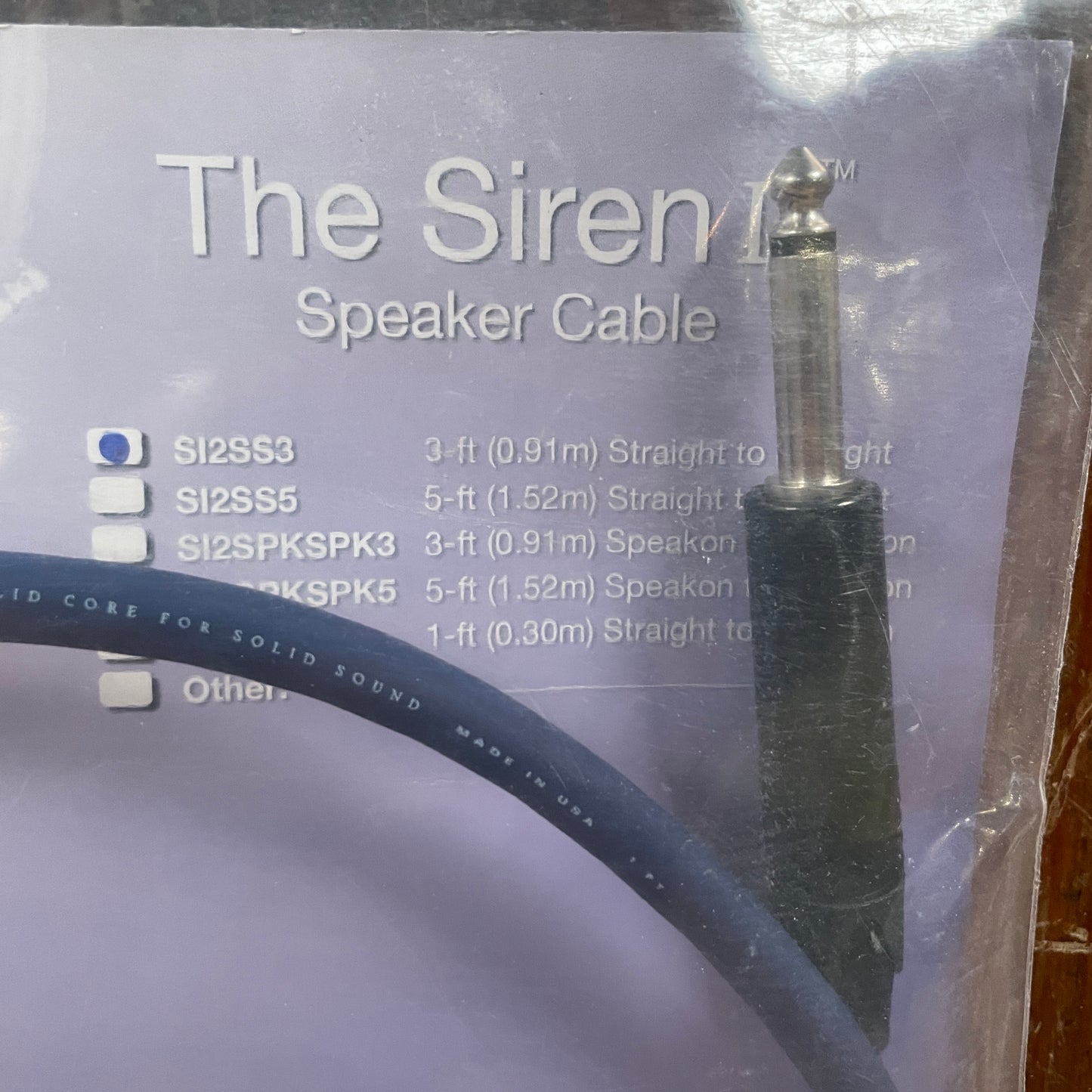 Evidence Audio The Siren II 3 Foot Speaker Cable NOS Straight to Straight