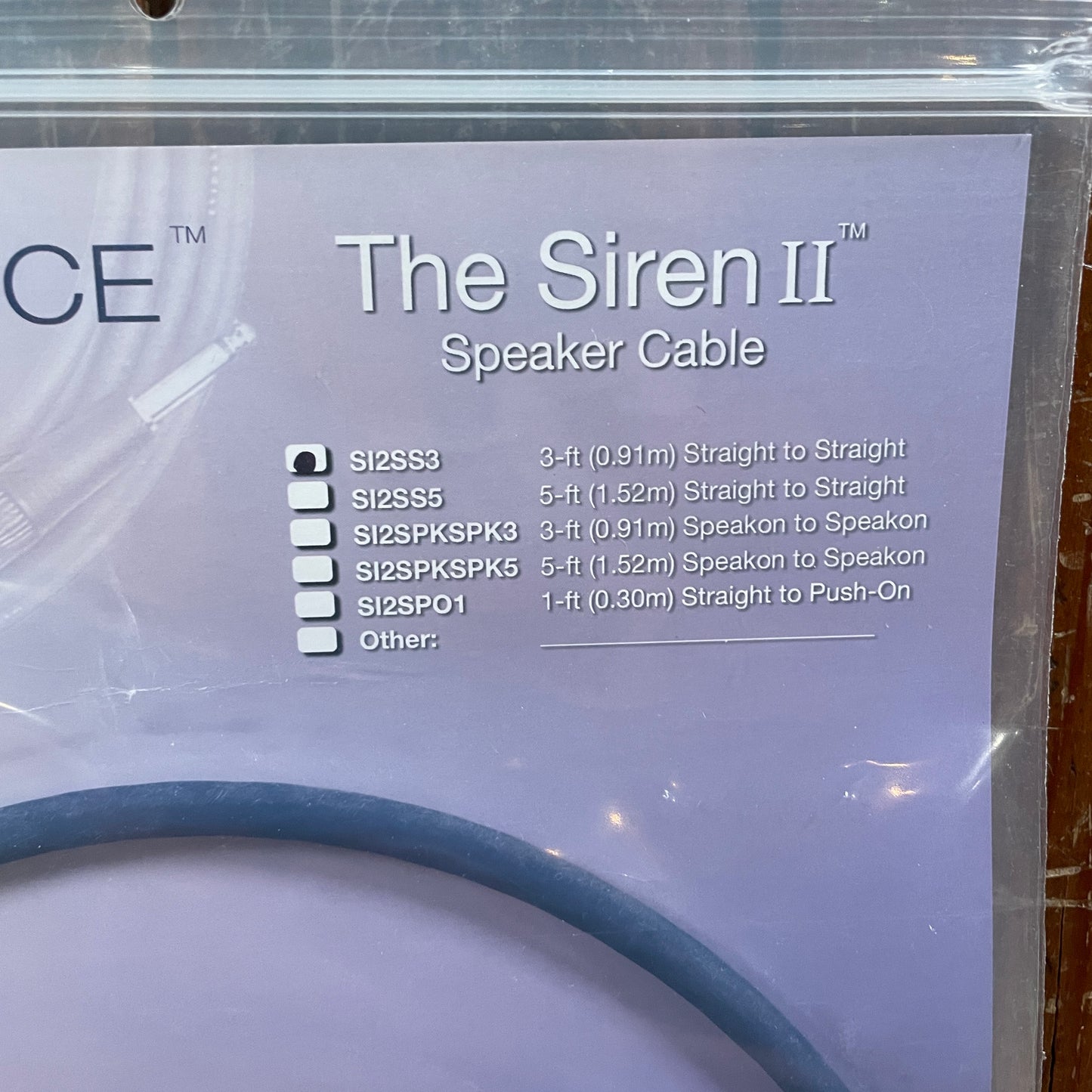 Evidence Audio The Siren II 3 Foot Speaker Cable NOS Straight to Straight