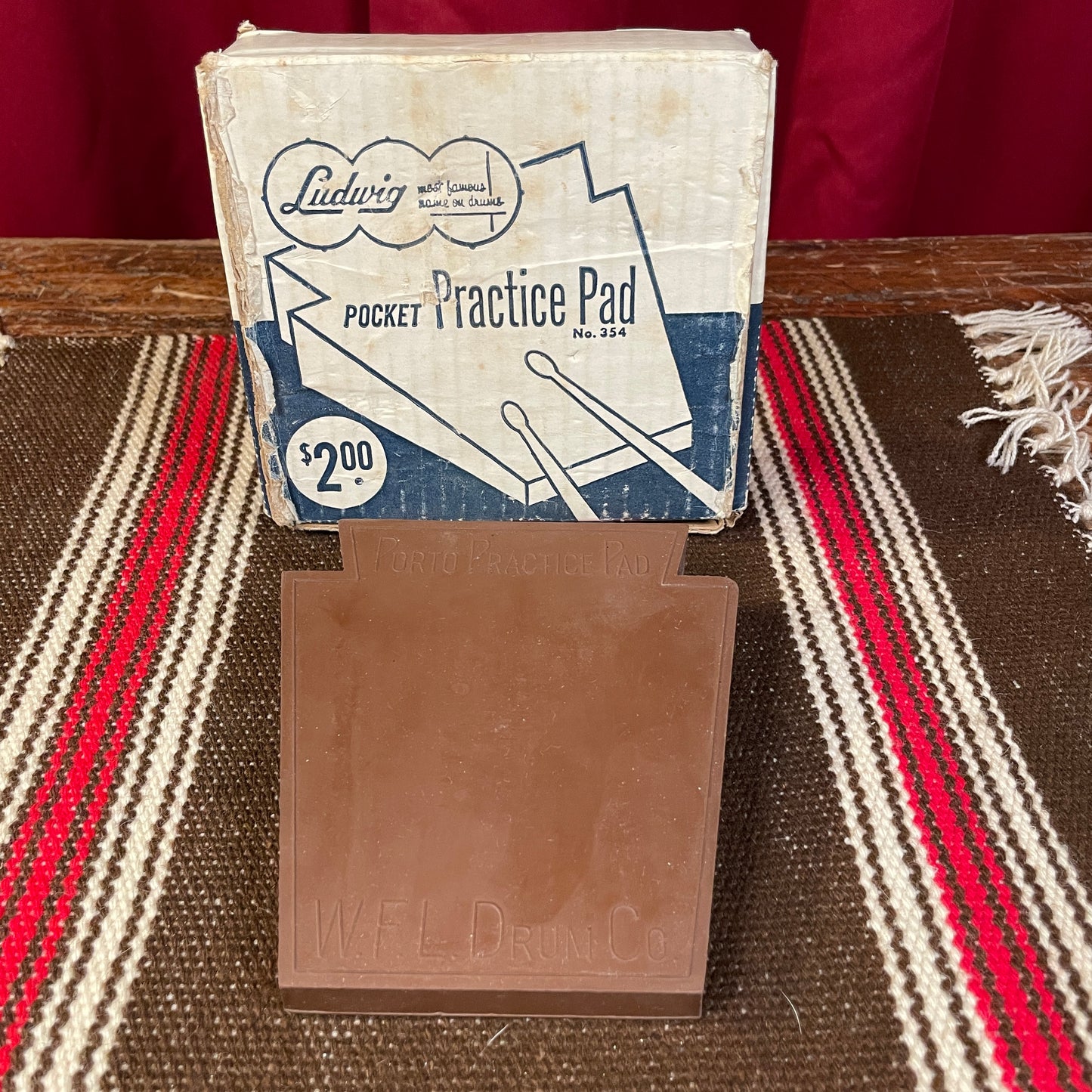 1950s WFL Ludwig Porto-Pad Rubber Pocket Practice Pad No. 354