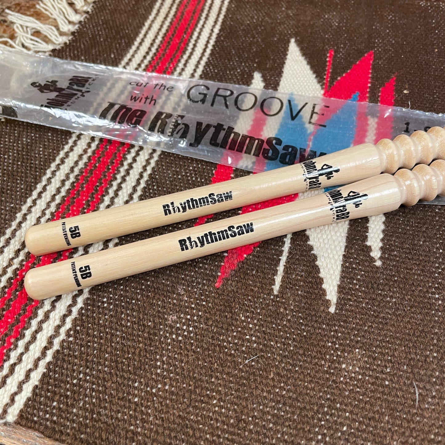 Johnny Rabb 5B Rhythm Saw Ball Tip Drum Stick Pair NOS Hickory