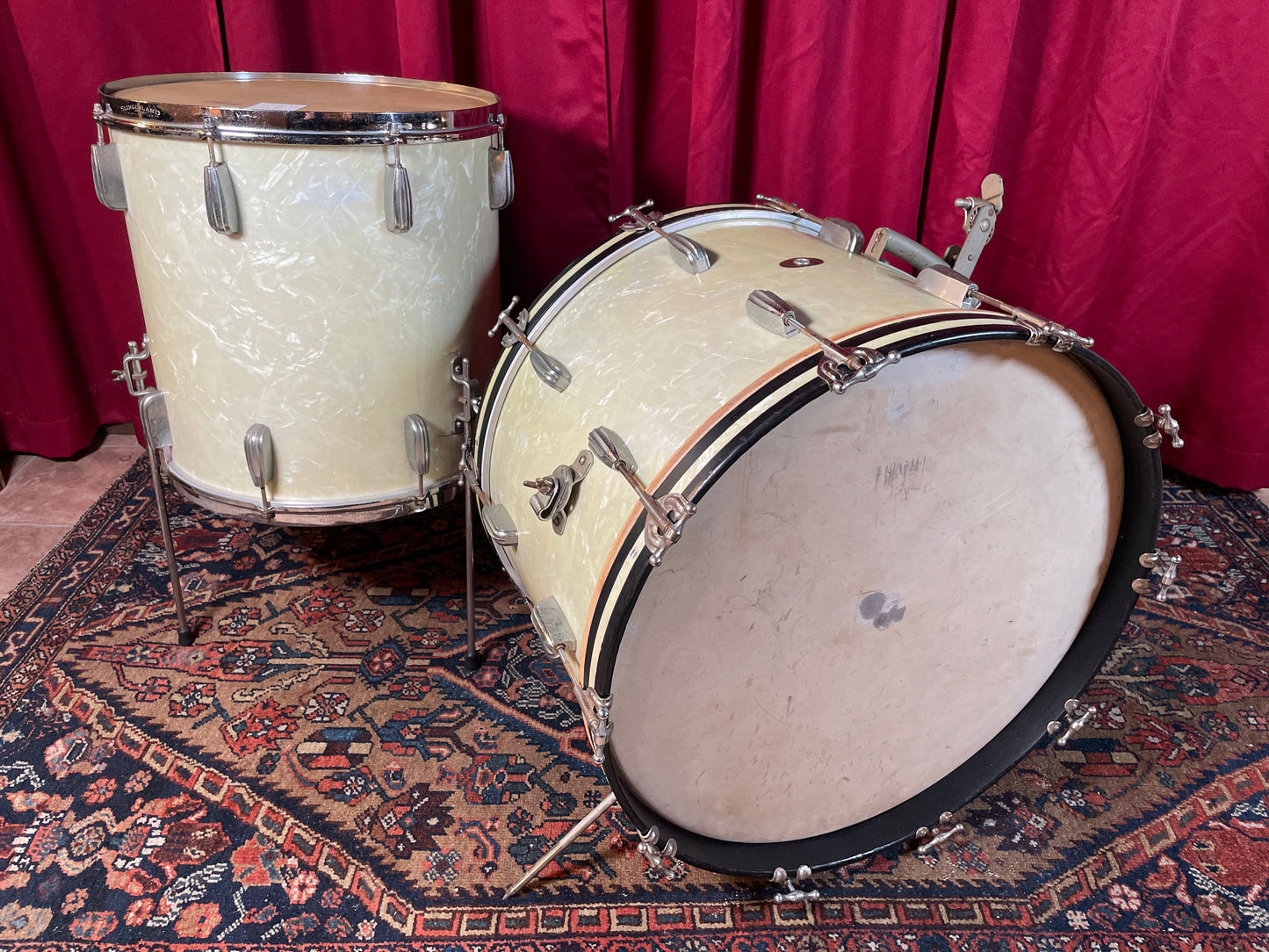 1950s Slingerland Radio King 16x16 Floor Tom Single Drum White Marine Pearl