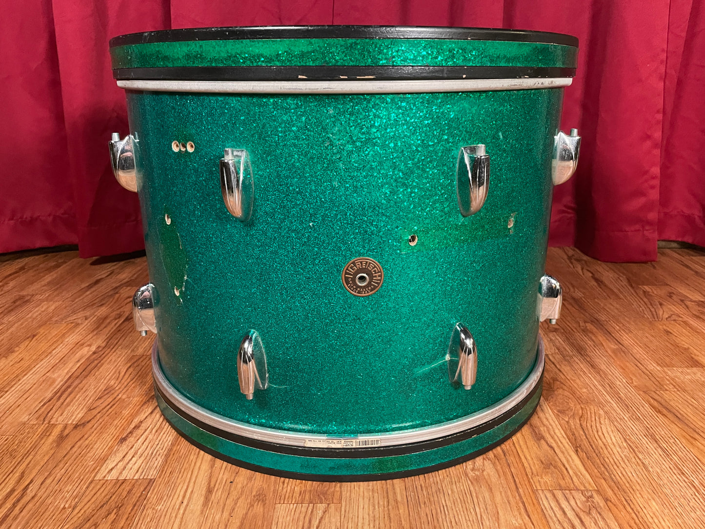 1960s Gretsch Round Badge 14x20 Bass Drum Green Sparkle