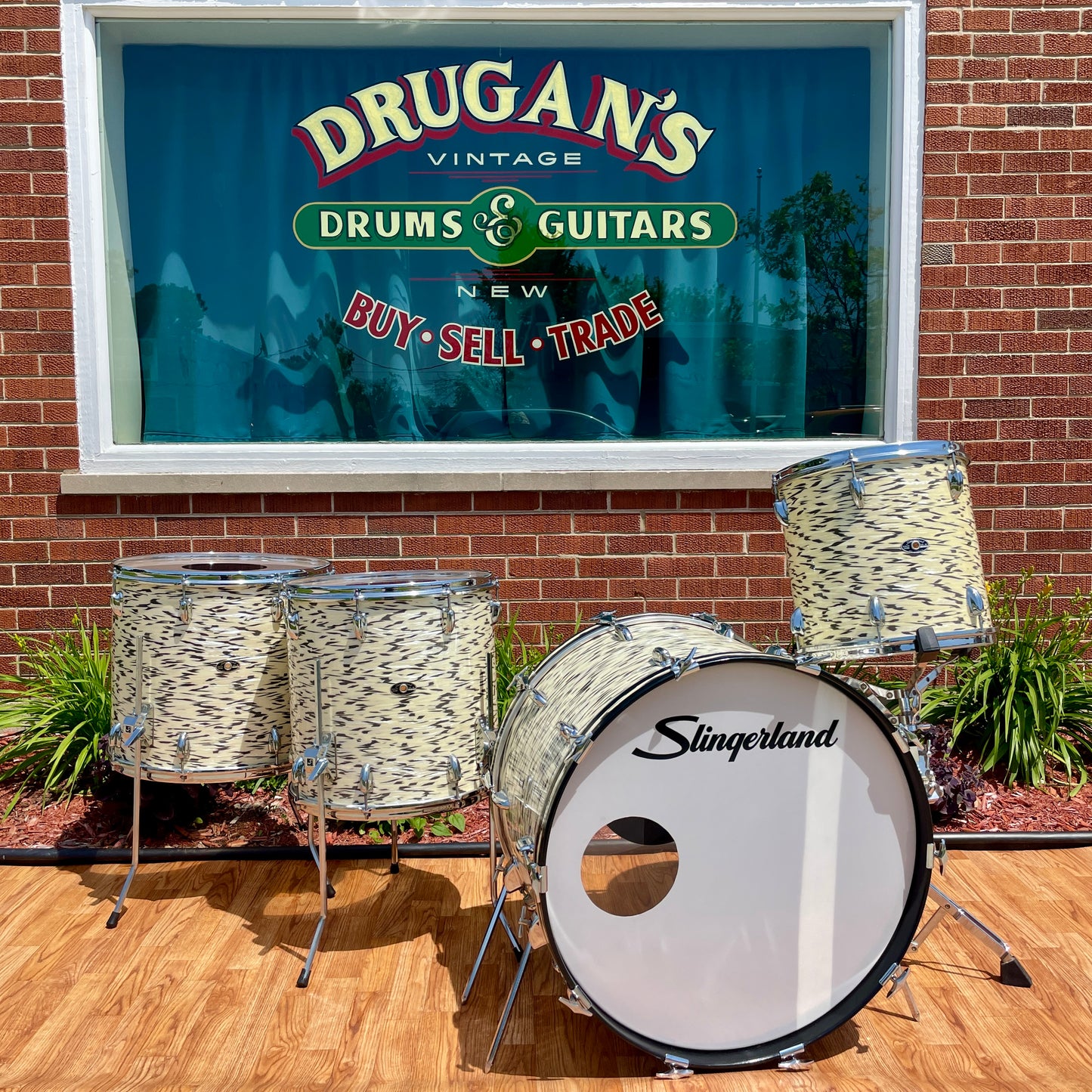 1985 Slingerland Magnum "Holland" Drum Set White Tiger Pearl 24/13/16/18