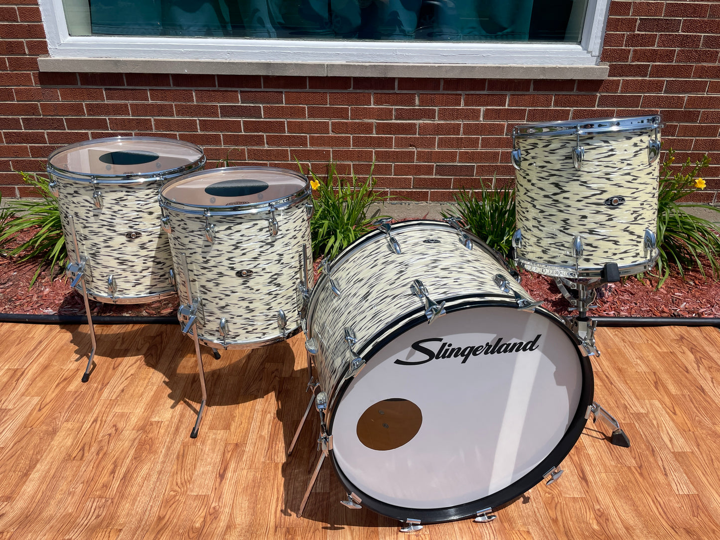 1985 Slingerland Magnum "Holland" Drum Set White Tiger Pearl 24/13/16/18