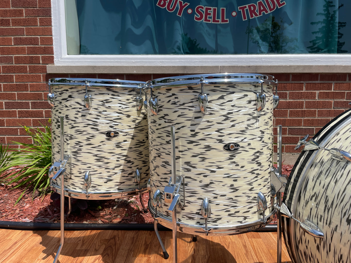 1985 Slingerland Magnum "Holland" Drum Set White Tiger Pearl 24/13/16/18
