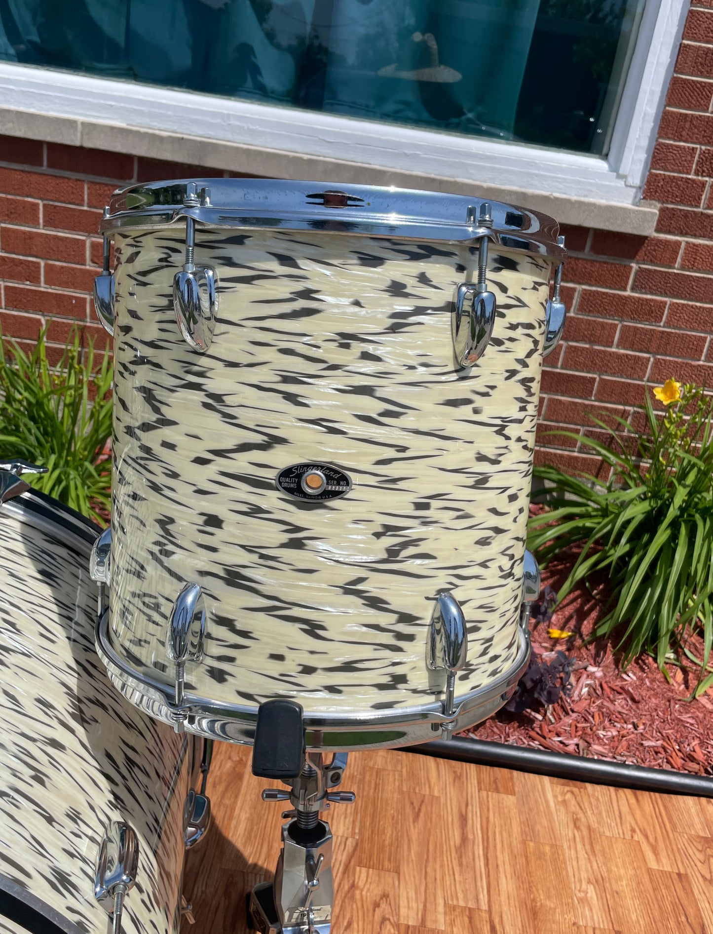 1985 Slingerland Magnum "Holland" Drum Set White Tiger Pearl 24/13/16/18