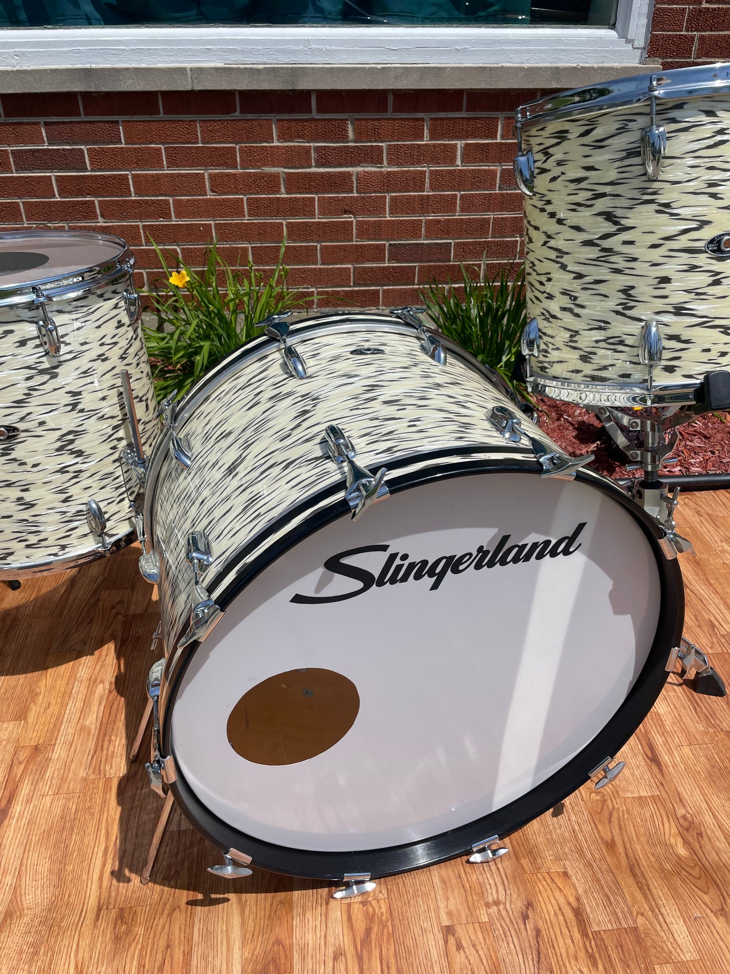 1985 Slingerland Magnum "Holland" Drum Set White Tiger Pearl 24/13/16/18