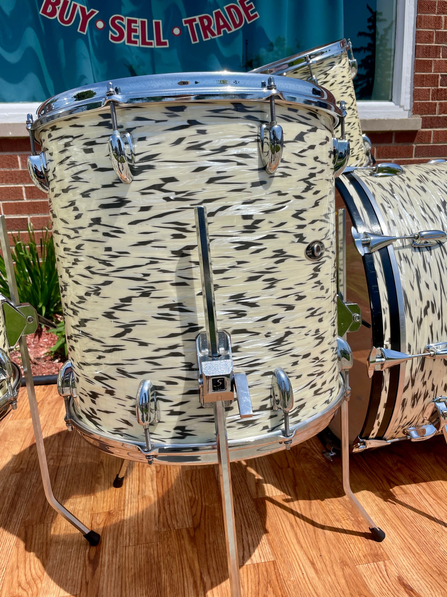1985 Slingerland Magnum "Holland" Drum Set White Tiger Pearl 24/13/16/18