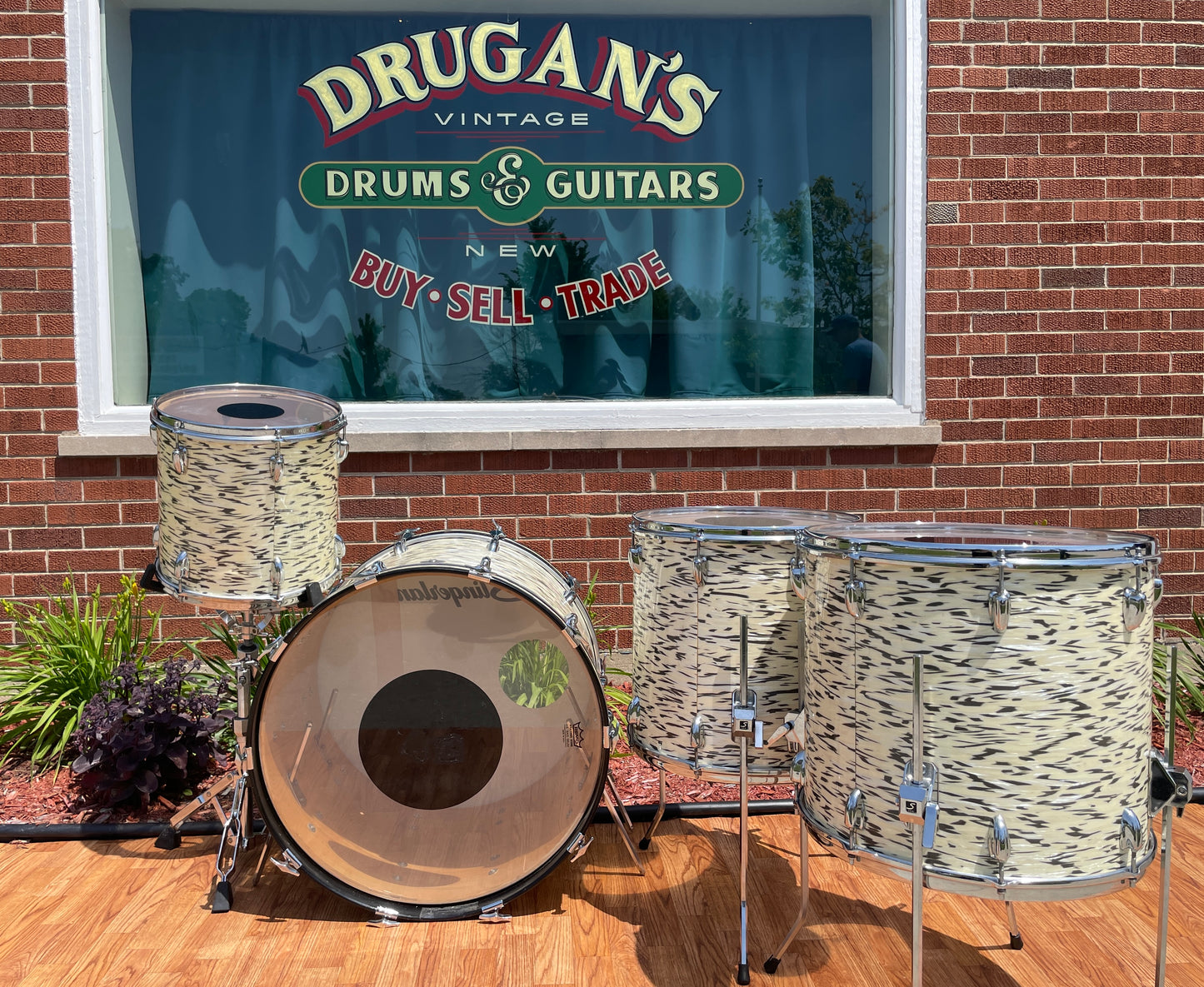 1985 Slingerland Magnum "Holland" Drum Set White Tiger Pearl 24/13/16/18