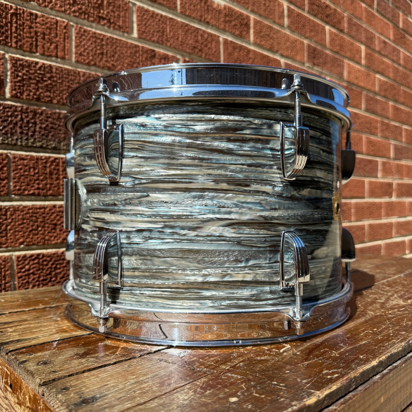 1960s Ludwig 8x12 Tom Drum Oyster Blue Pearl #2