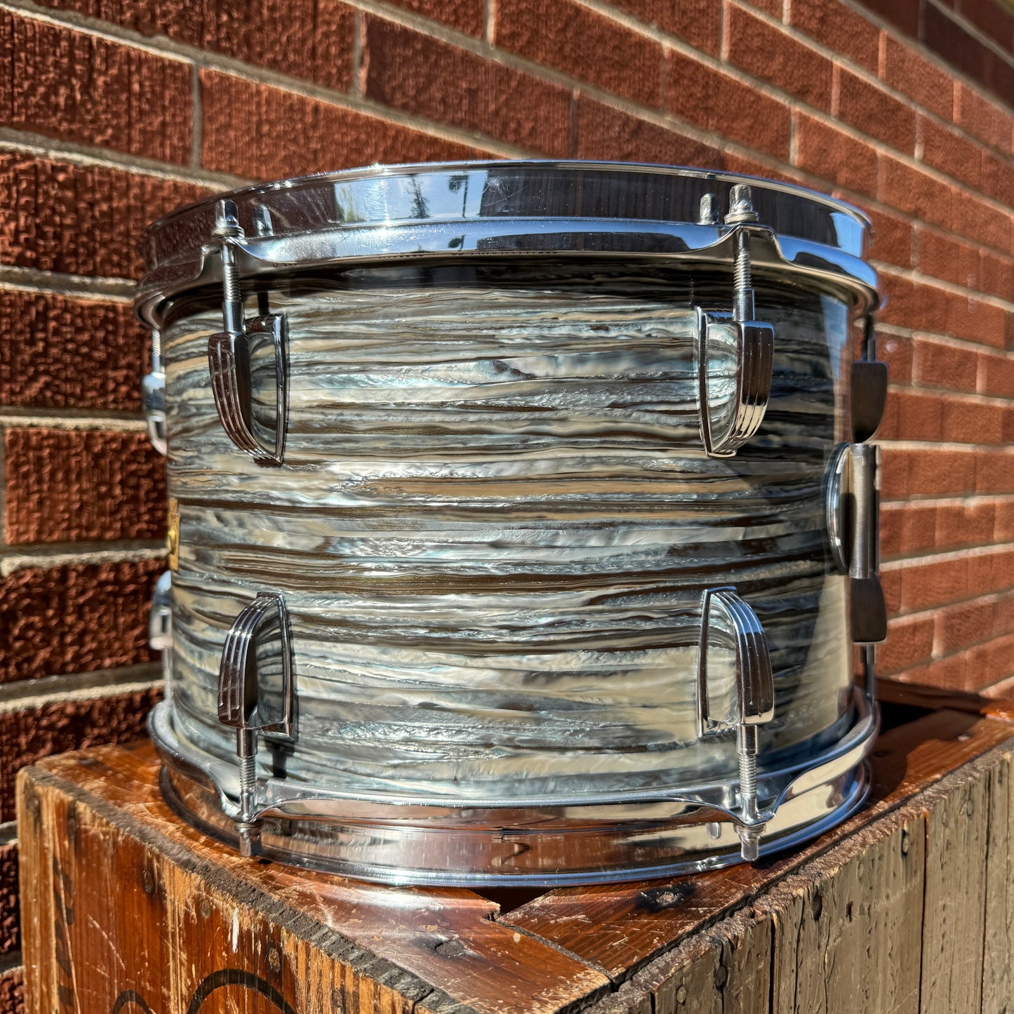 1960s Ludwig 8x12 Tom Drum Oyster Blue Pearl #1