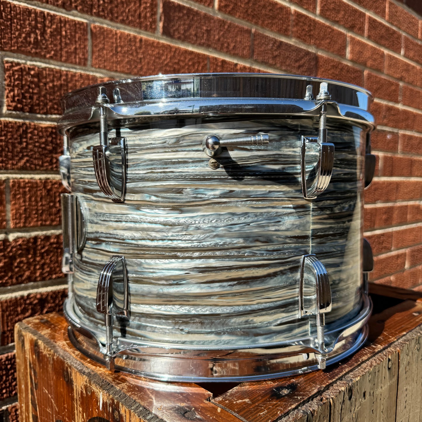 1960s Ludwig 8x12 Tom Drum Oyster Blue Pearl #1
