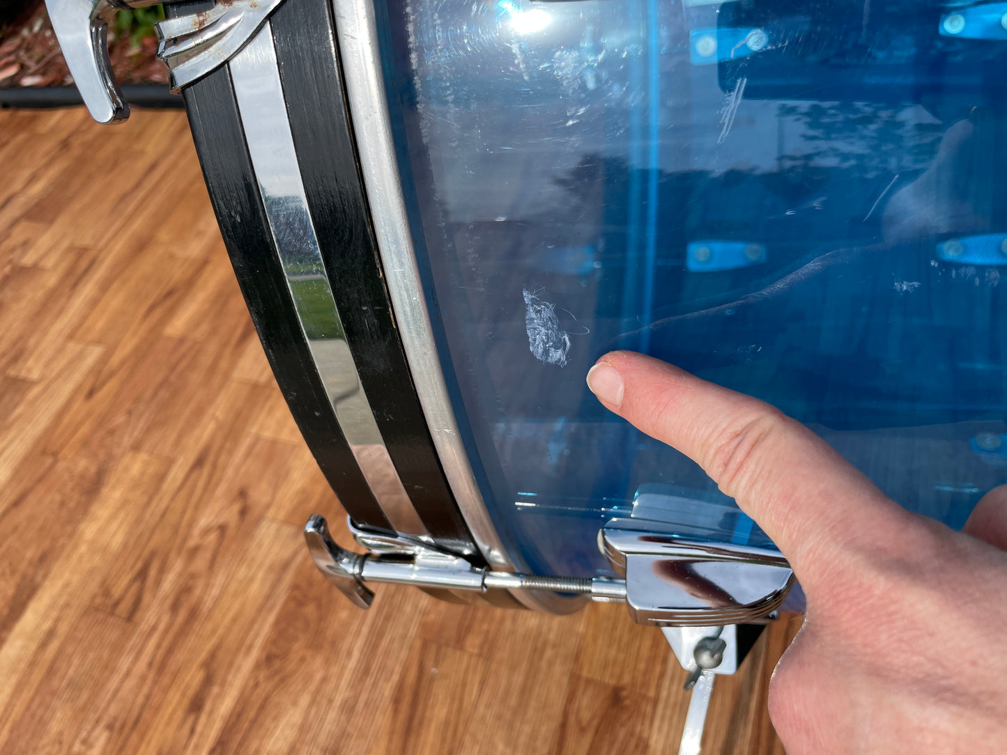 1970s Ludwig 14x24 Blue Vistalite Bass Drum