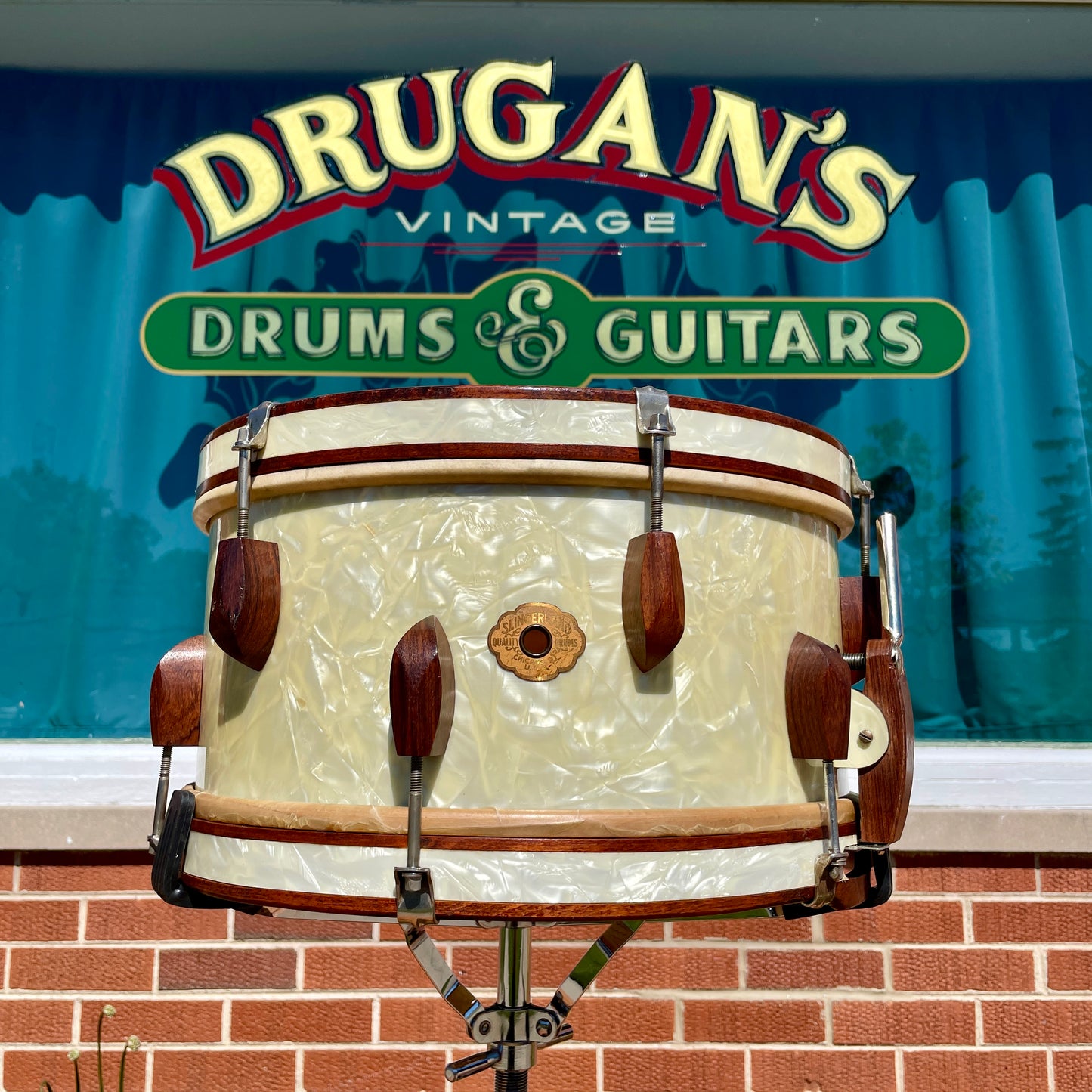 1940s Slingerland Rolling Bomber Drum Set 26/13/14/16 w/ 7x14 Snare White Marine Pearl *Video Demo*
