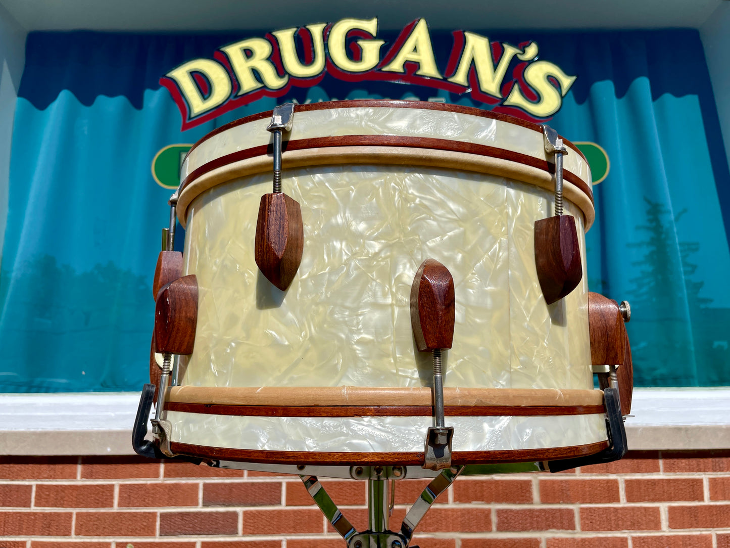 1940s Slingerland Rolling Bomber Drum Set 26/13/14/16 w/ 7x14 Snare White Marine Pearl *Video Demo*