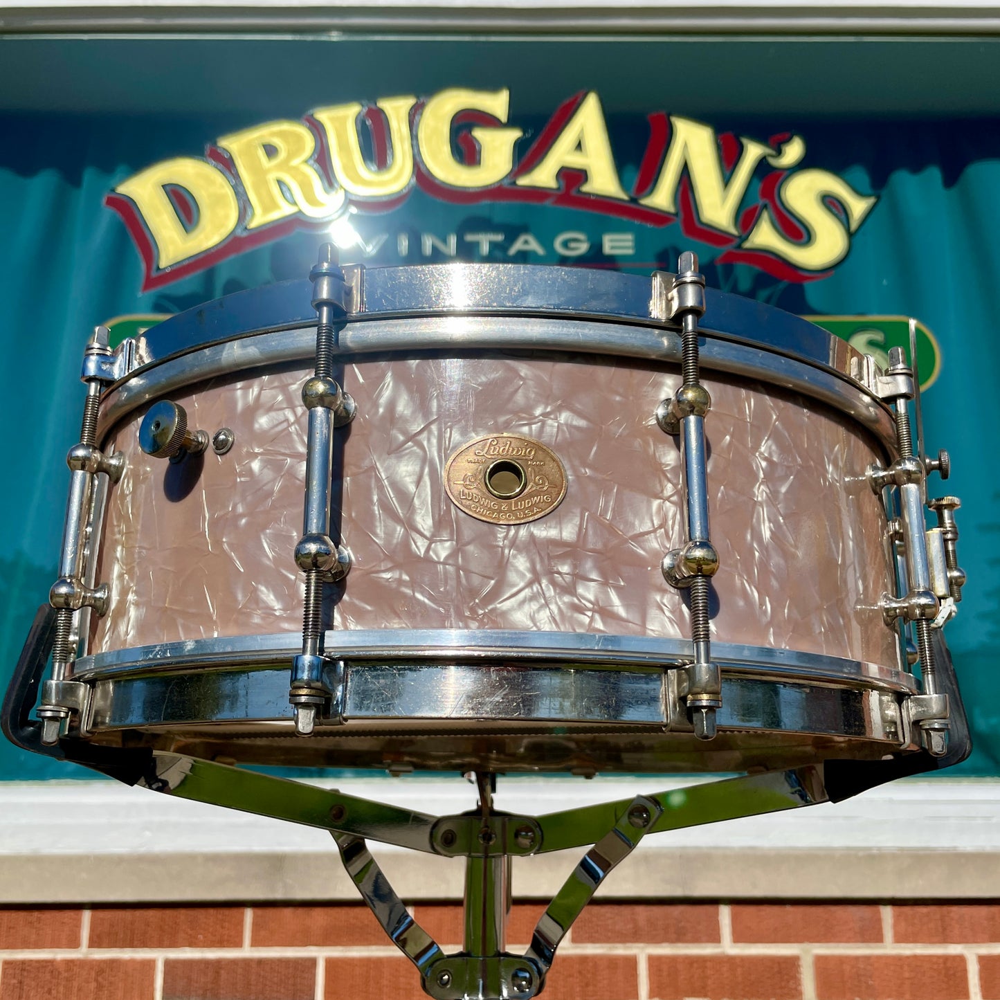1920s Ludwig & Ludwig Professional 5x14 Solid Shell Snare Drum Lavender Pearl