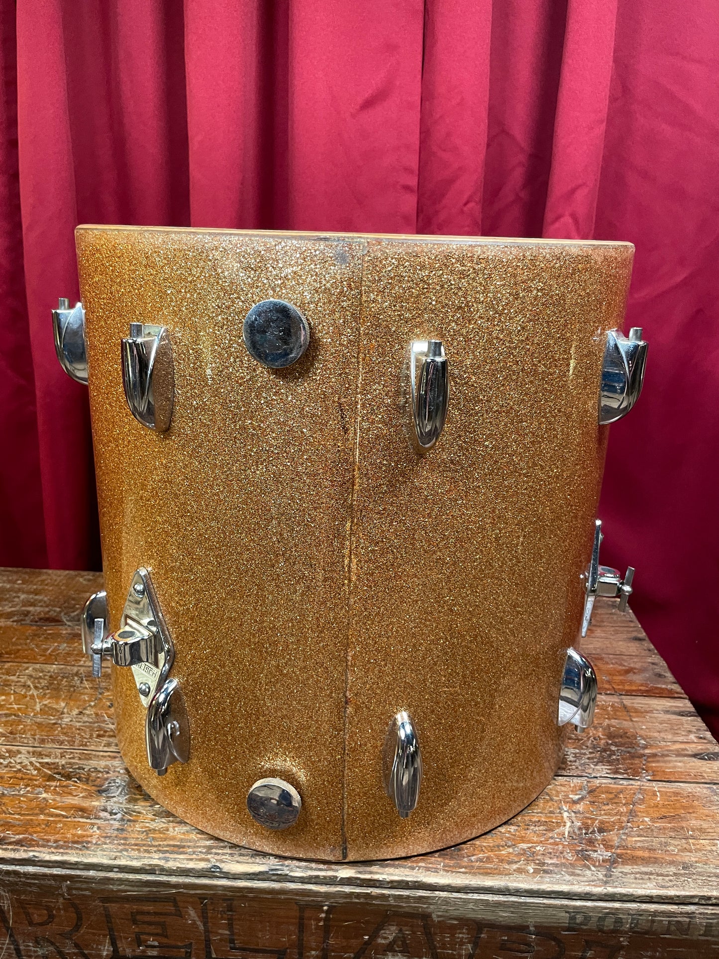 1960s Gretsch 16x16 Floor Tom Drum Champagne Sparkle Round Badge