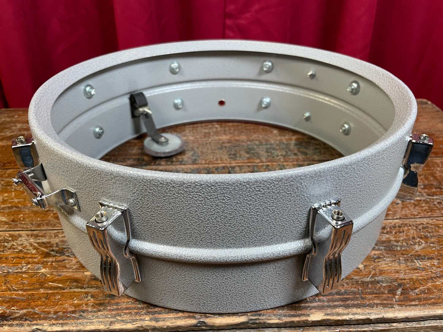 1970s-1980s Ludwig 5x14 Rare Textured Gray Powder Coated Acrolite Snare Drum