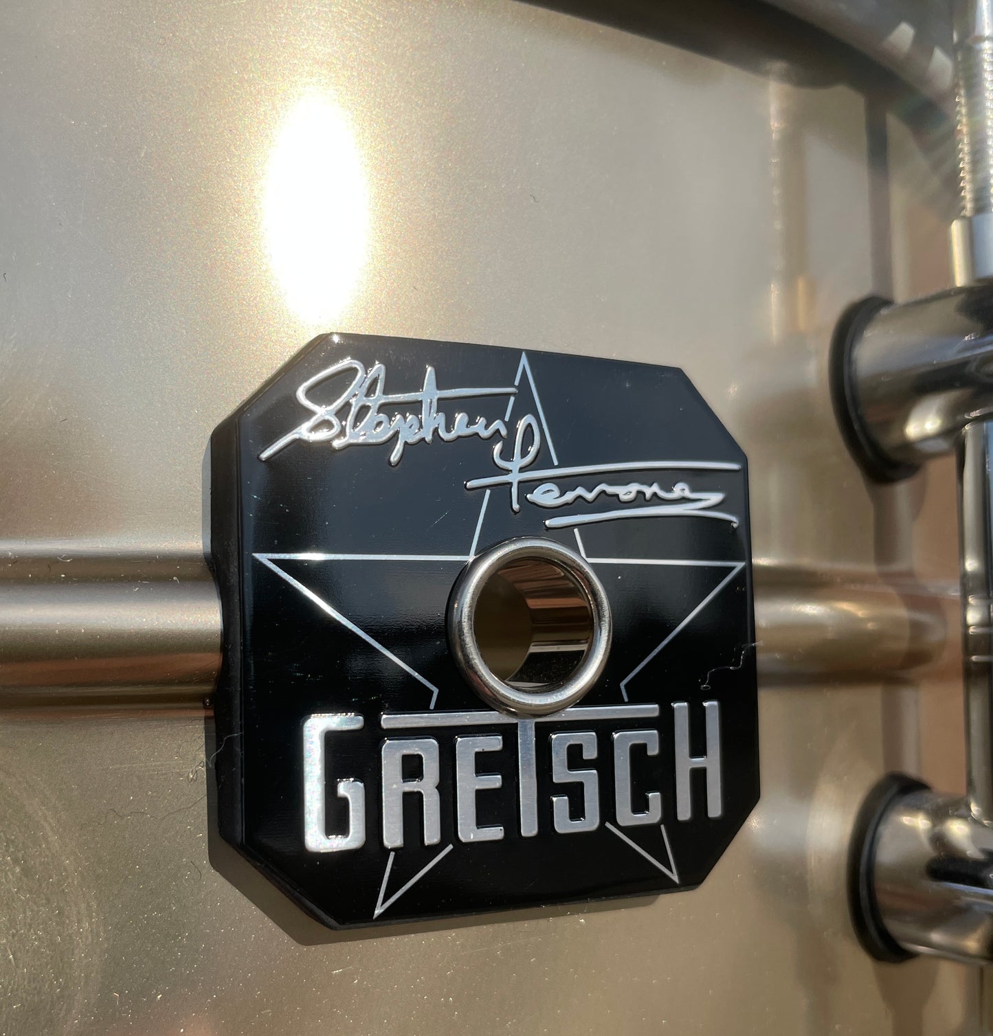 2010s Gretsch 6.5x14 Steve Ferrone Aluminum Signature Snare Drum Satin Titanium