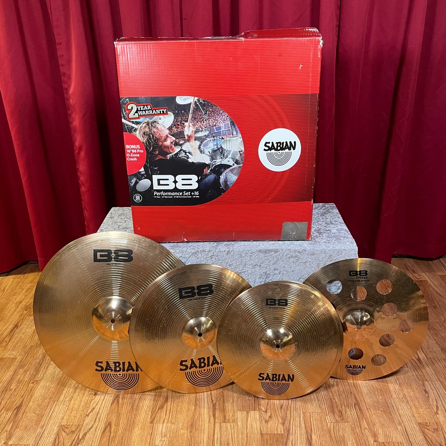 Sabian B8 Performance Cymbal Set Pack w/ 16" O-Zone Crash 45003-POZ Hi-Hat/Crash/Ride