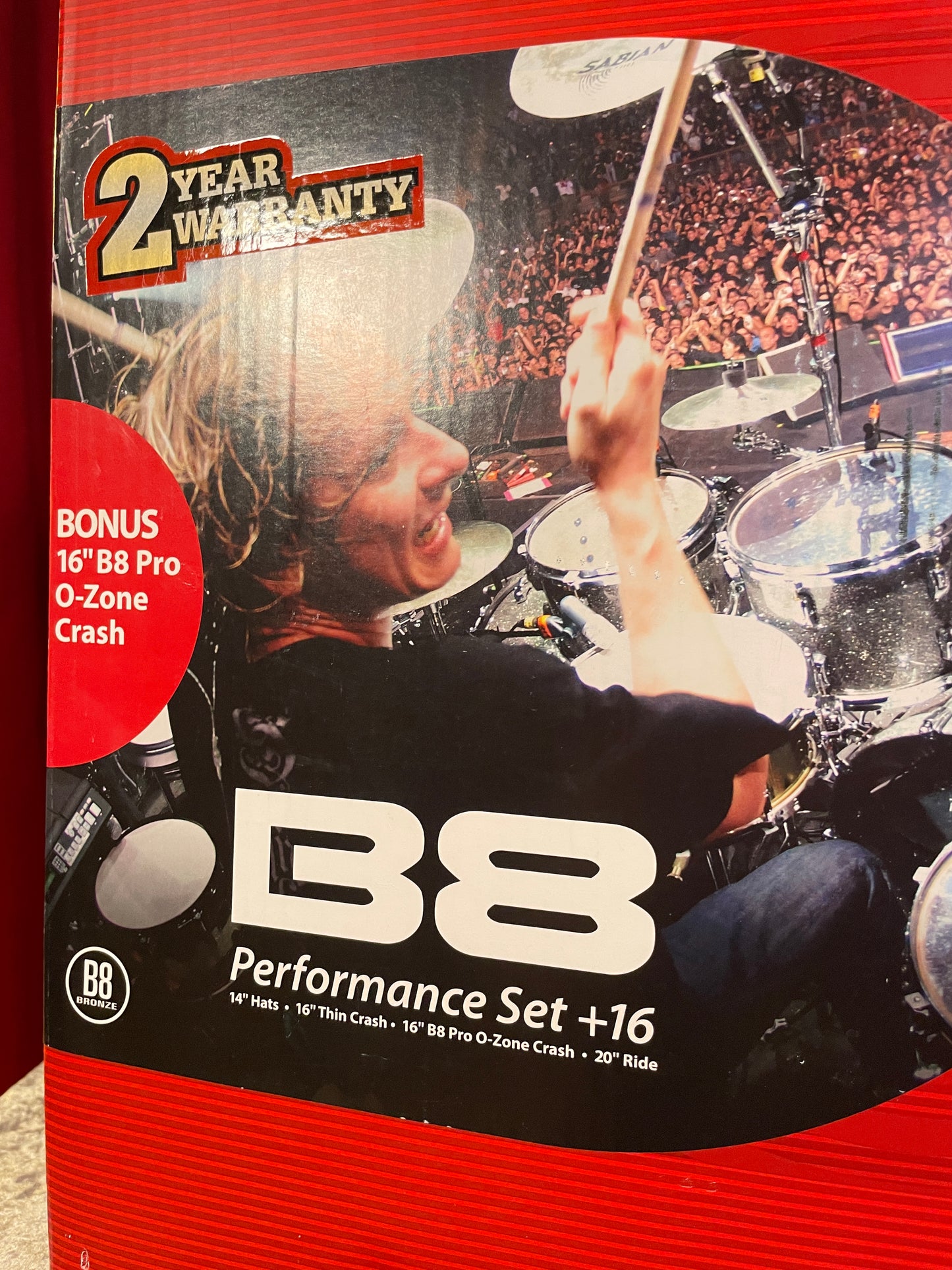 Sabian B8 Performance Cymbal Set Pack w/ 16" O-Zone Crash 45003-POZ Hi-Hat/Crash/Ride