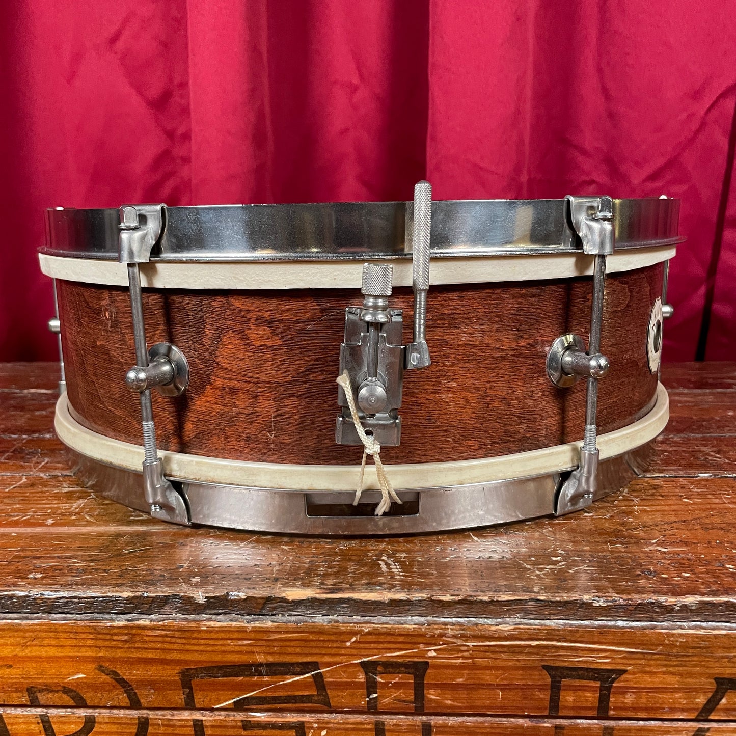 1950s Kent 191P 5x14 Single Tension Snare Drum Mahogany Stain 2-Ply Maple