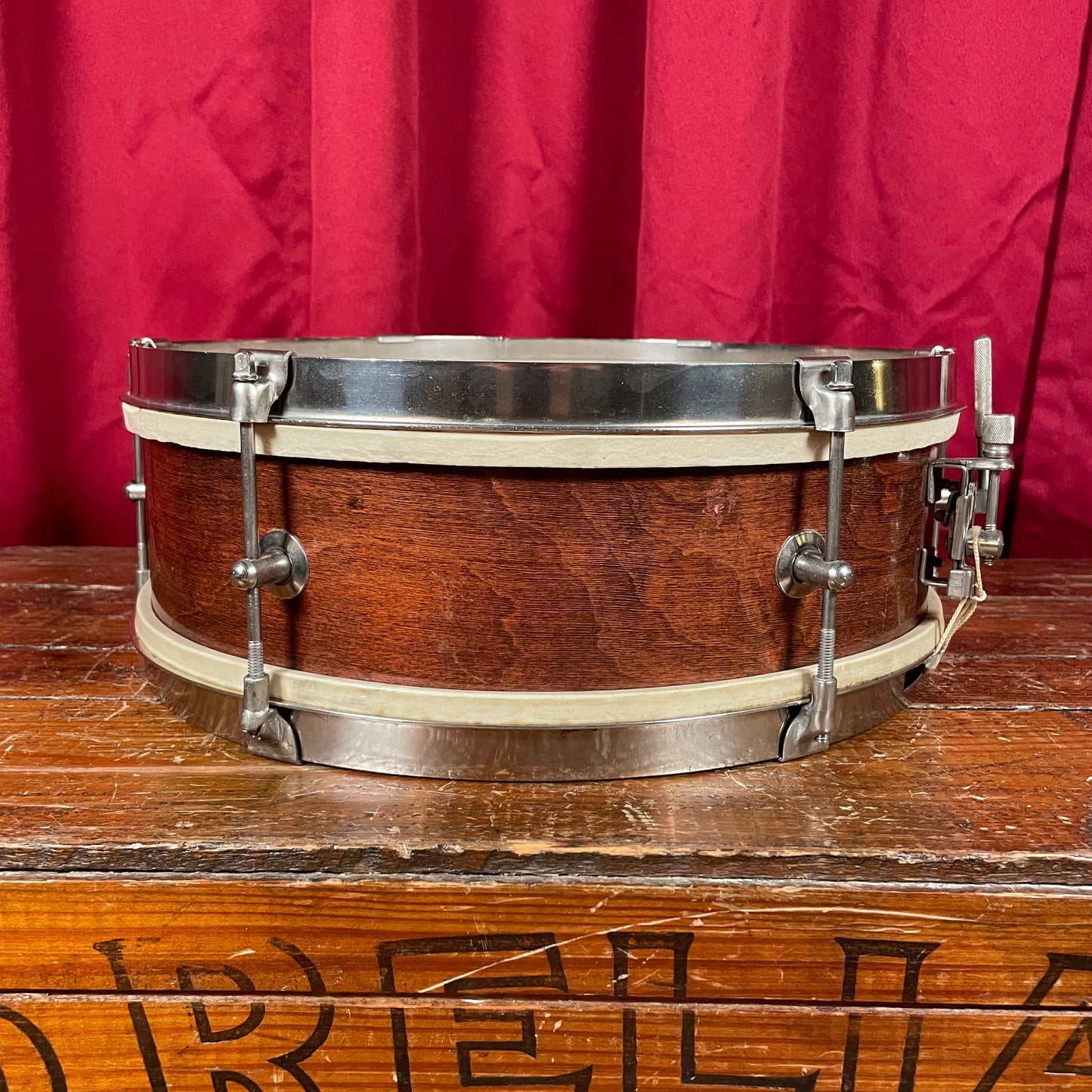 1950s Kent 191P 5x14 Single Tension Snare Drum Mahogany Stain 2-Ply Maple