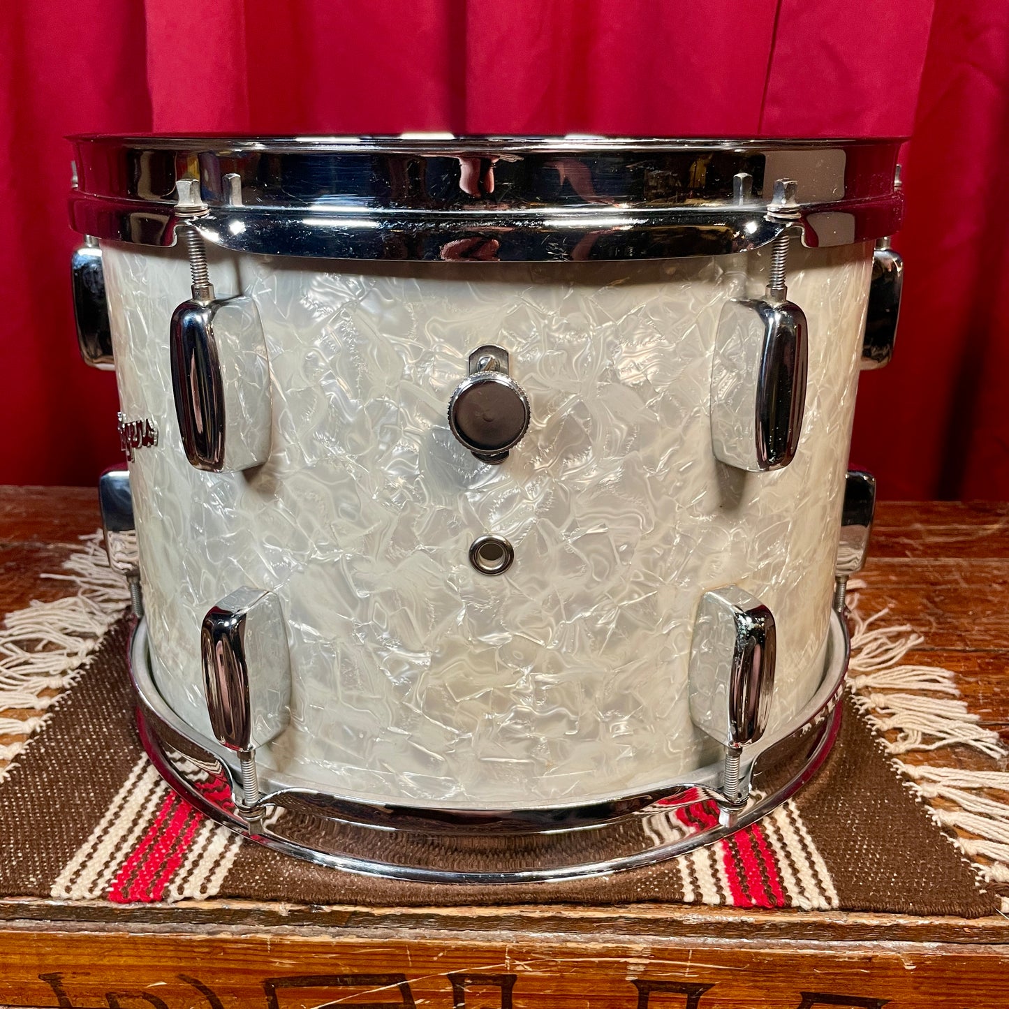 1960s Rogers Holiday 9x13 Tom Drum Single White Marine Pearl Cleveland