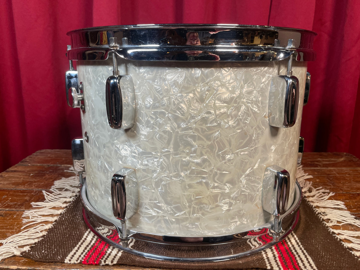 1960s Rogers Holiday 9x13 Tom Drum Single White Marine Pearl Cleveland