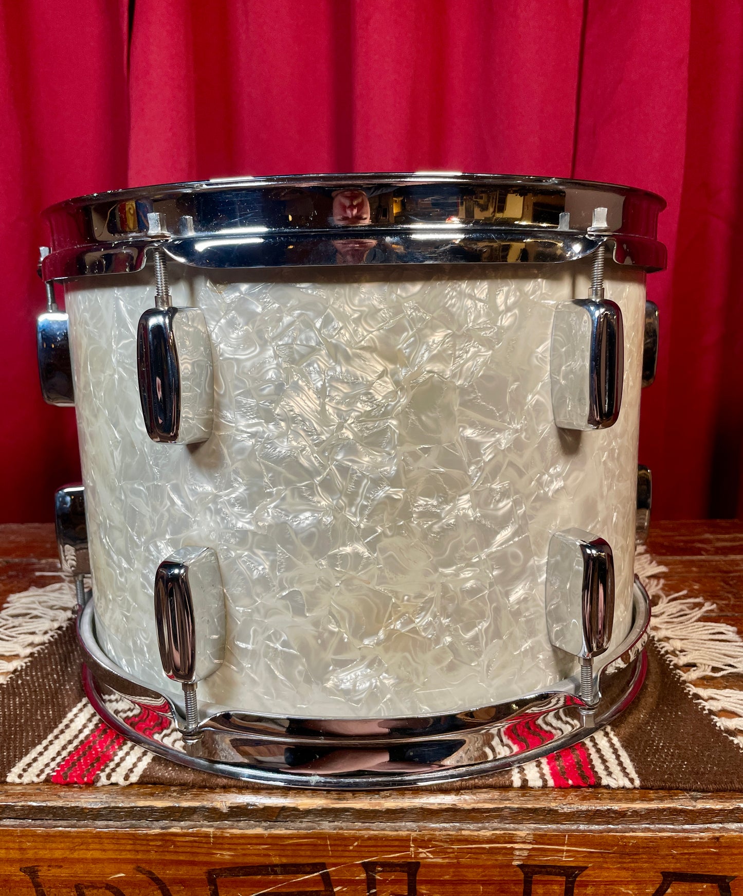 1960s Rogers Holiday 9x13 Tom Drum Single White Marine Pearl Cleveland