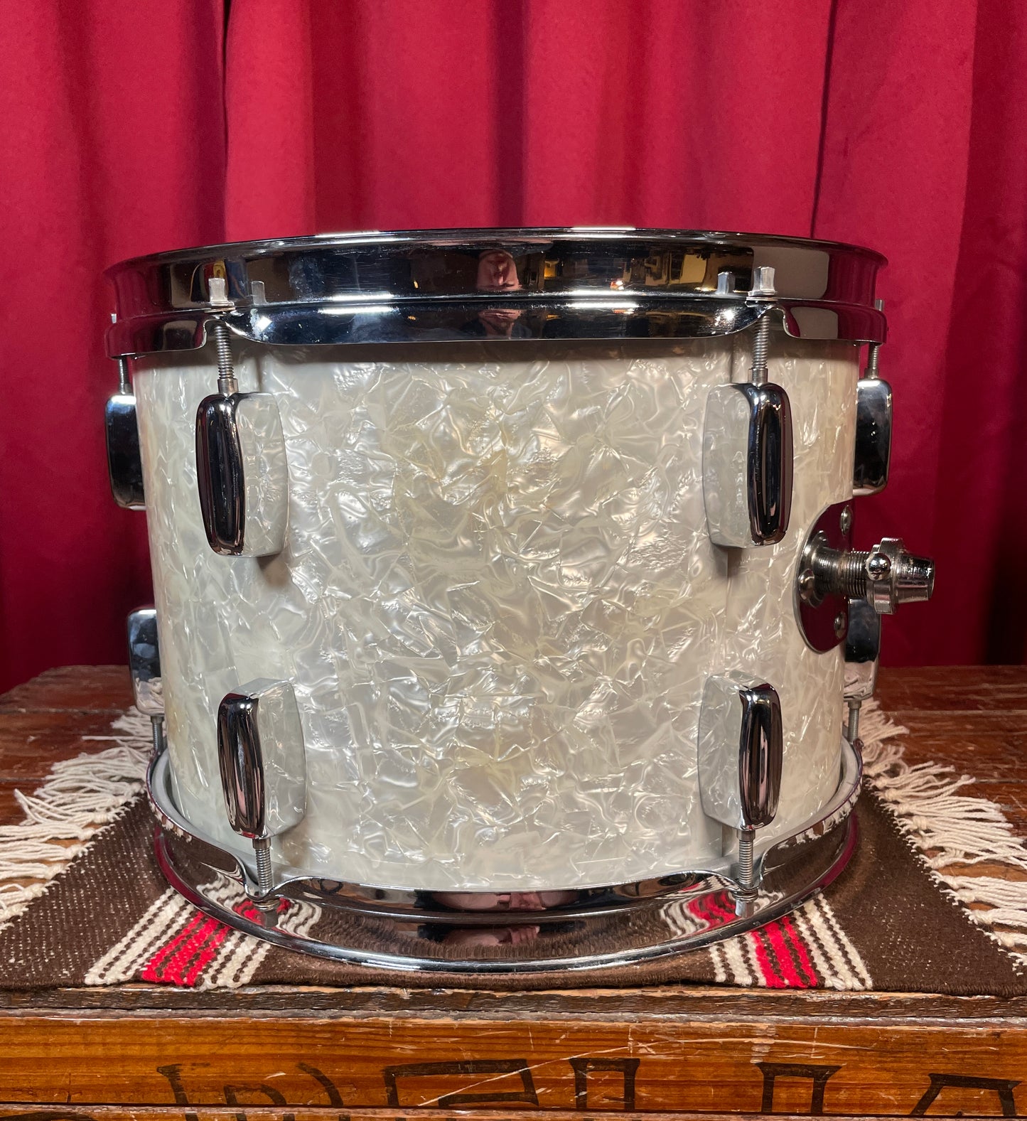 1960s Rogers Holiday 9x13 Tom Drum Single White Marine Pearl Cleveland