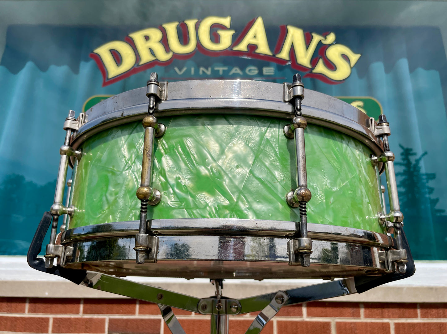 1926 Liberty 5x14 Solid Walnut Shell Snare Drum Sea Green Pearl