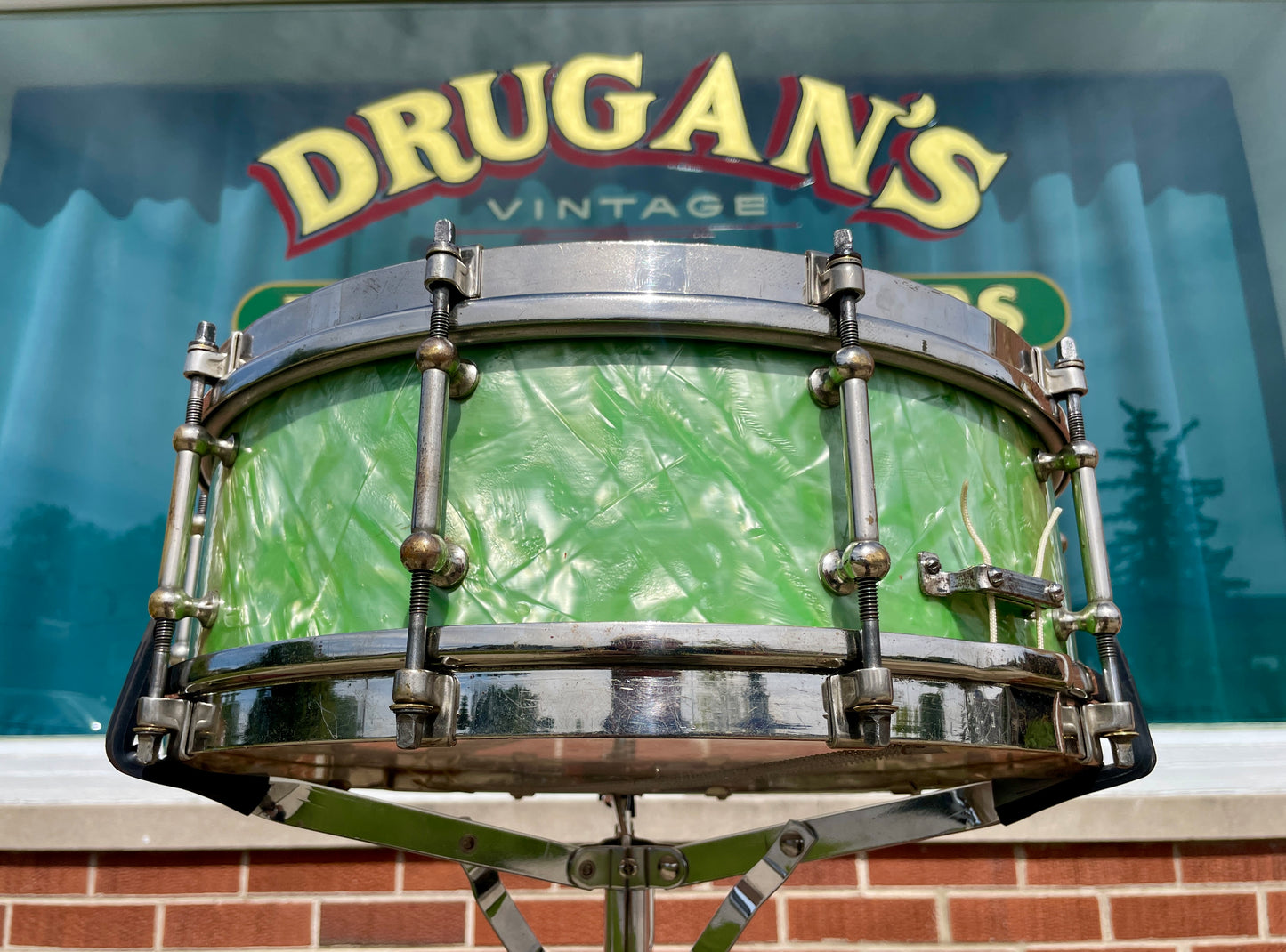 1926 Liberty 5x14 Solid Walnut Shell Snare Drum Sea Green Pearl