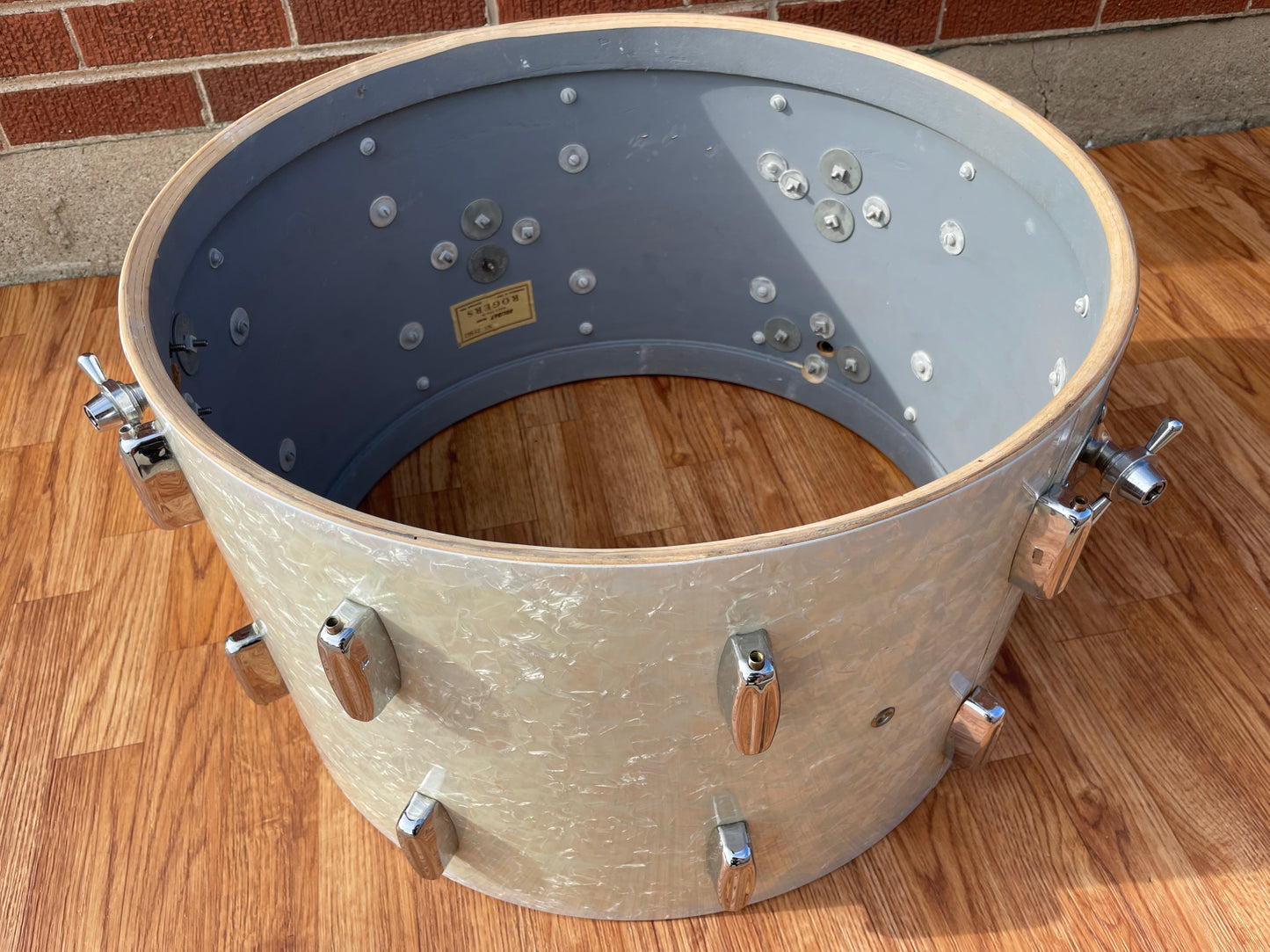 1960s Rogers Holiday 14x22 Bass Drum Single White Marine Pearl Cleveland