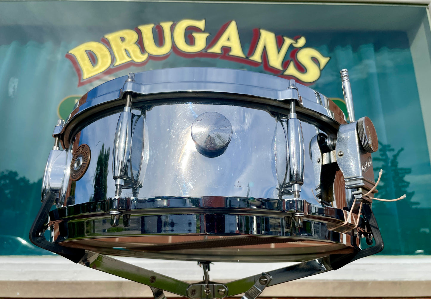 1960s Gretsch 5x14 Model 4160 Chrome Over Brass Snare Drum Round Badge