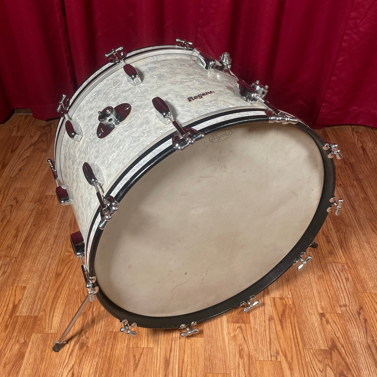 1960s Rogers Holiday 14x22 Bass Drum Single White Marine Pearl Cleveland