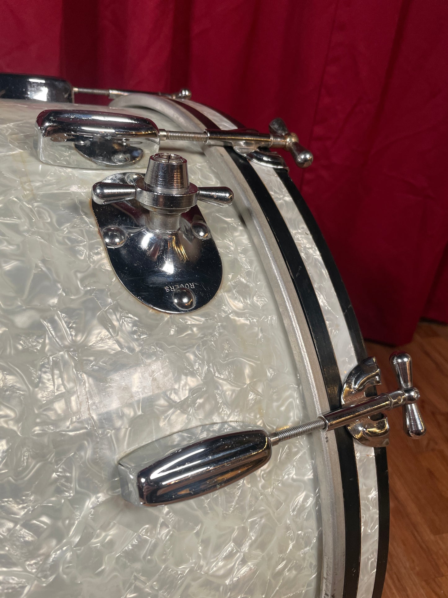 1960s Rogers Holiday 14x22 Bass Drum Single White Marine Pearl Cleveland