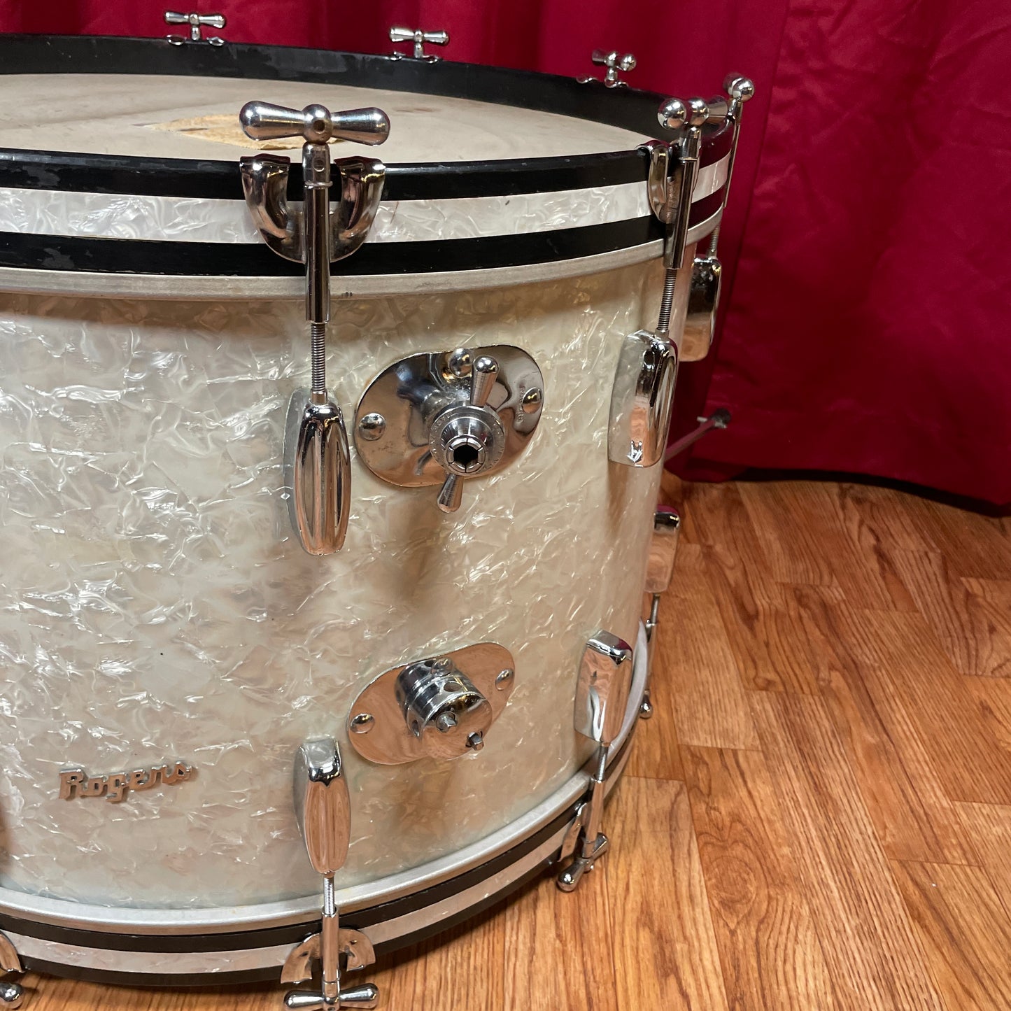 1960s Rogers Holiday 14x22 Bass Drum Single White Marine Pearl Cleveland