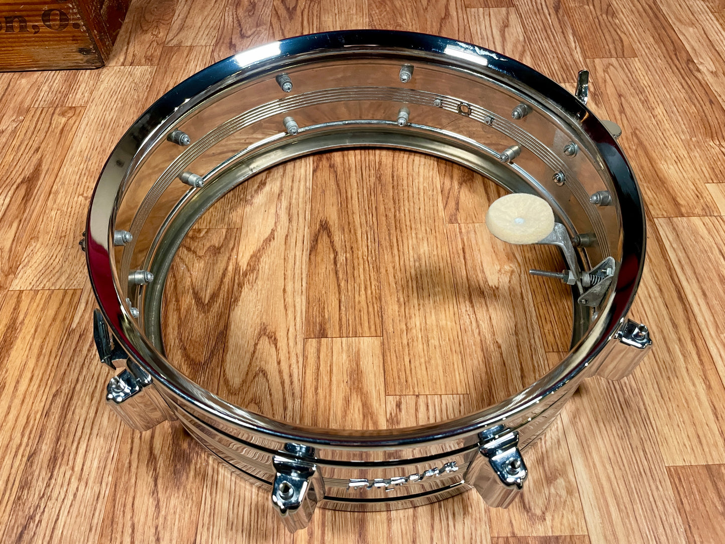 1960s Rogers 5x14 Dyna-Sonic 5-Line Snare Drum Chrome Over Brass Dynasonic COB
