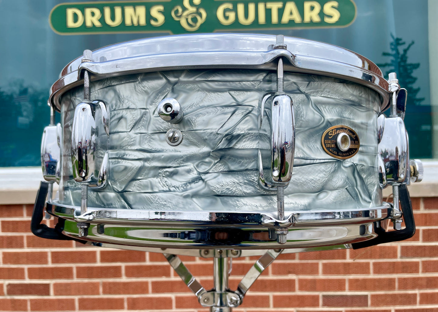 1966 Slingerland 5.5x14 Artist Model Snare Drum Sky Blue Pearl 8 Lug