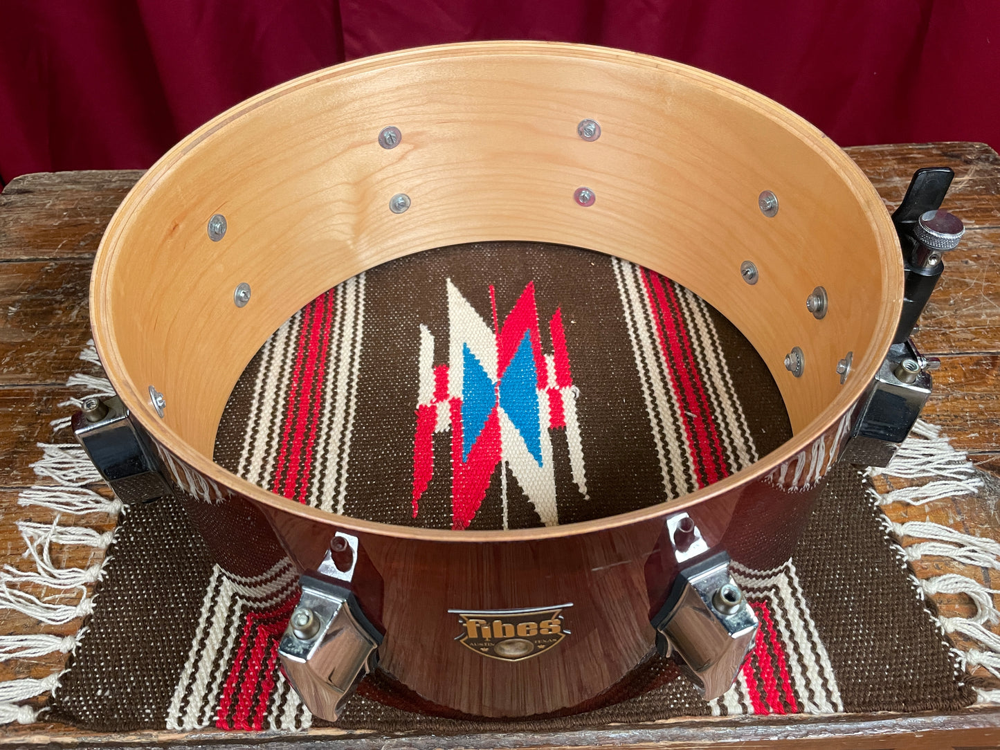 Fibes 5.5x13 Jasper Maple Snare Drum Dark Cherry Austin Era