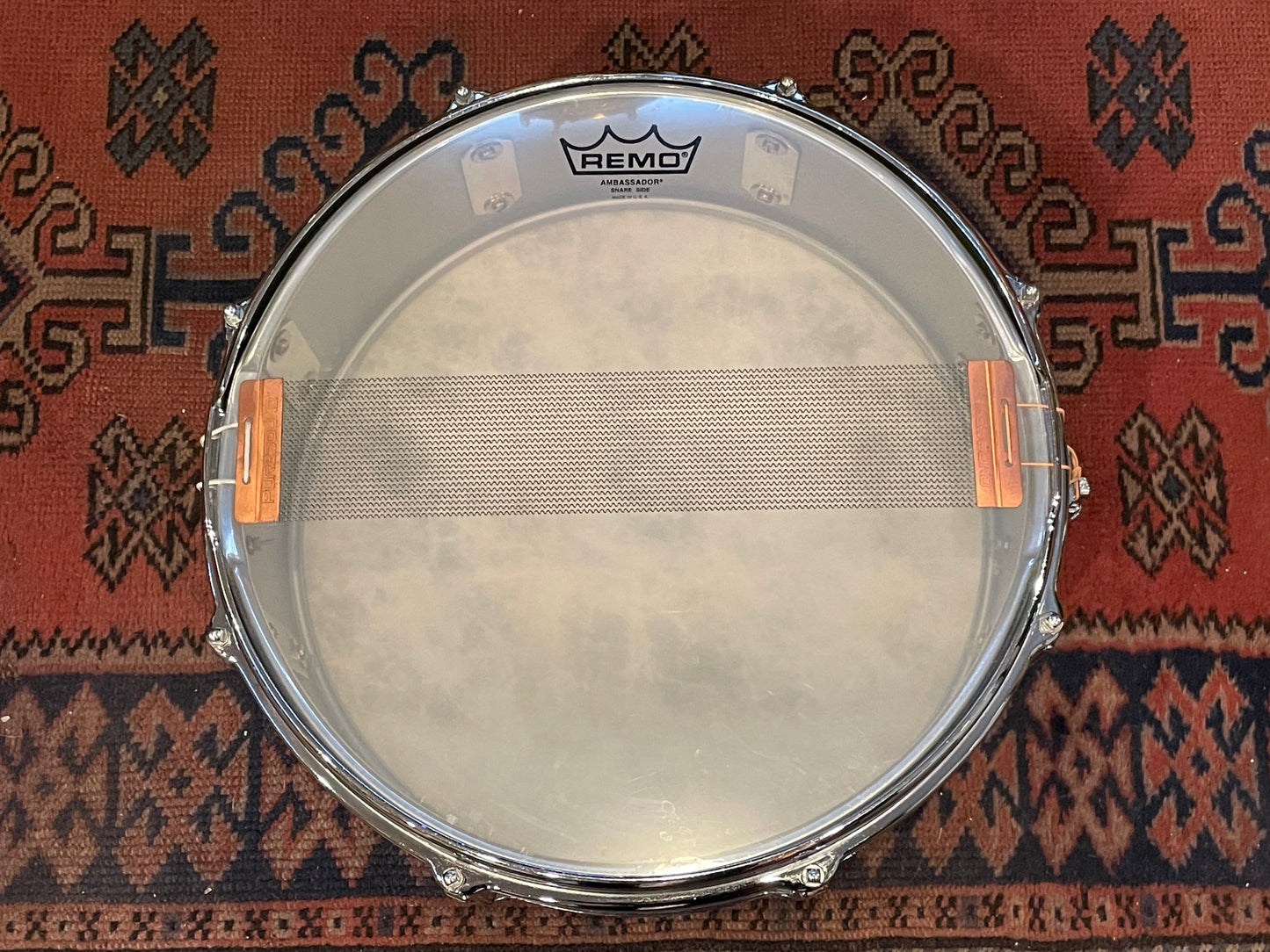 1970s Slingerland 5x14 No. 130 Gene Krupa Sound King 8 Lug Snare Drum Chrome Over Brass