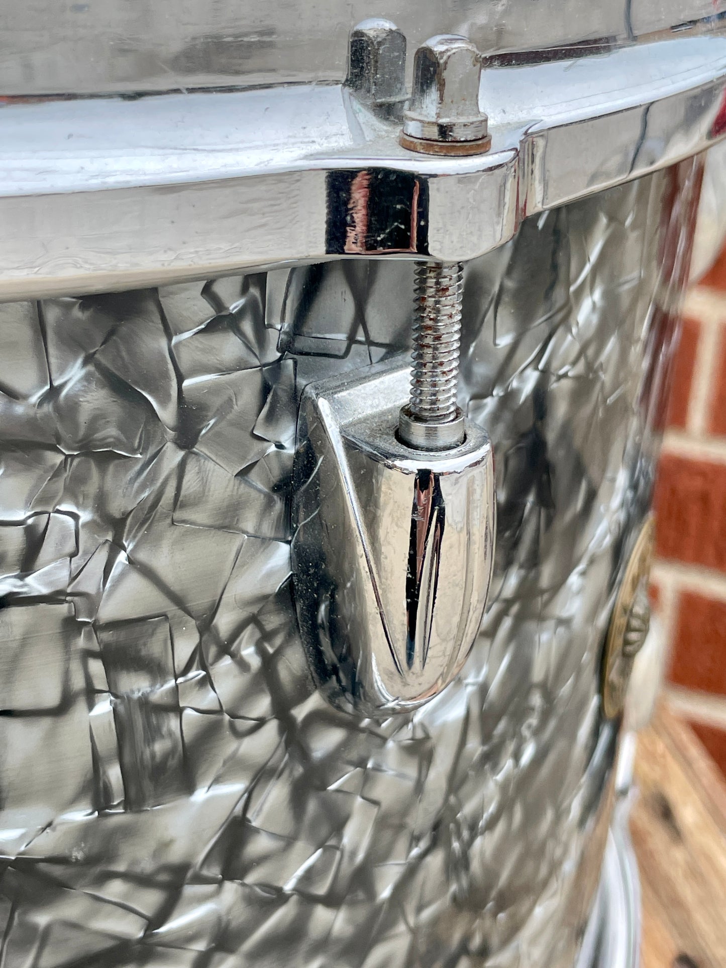 1960s Gretsch 9x13 Tom Single Drum Round Badge 6-Ply Black Diamond Pearl