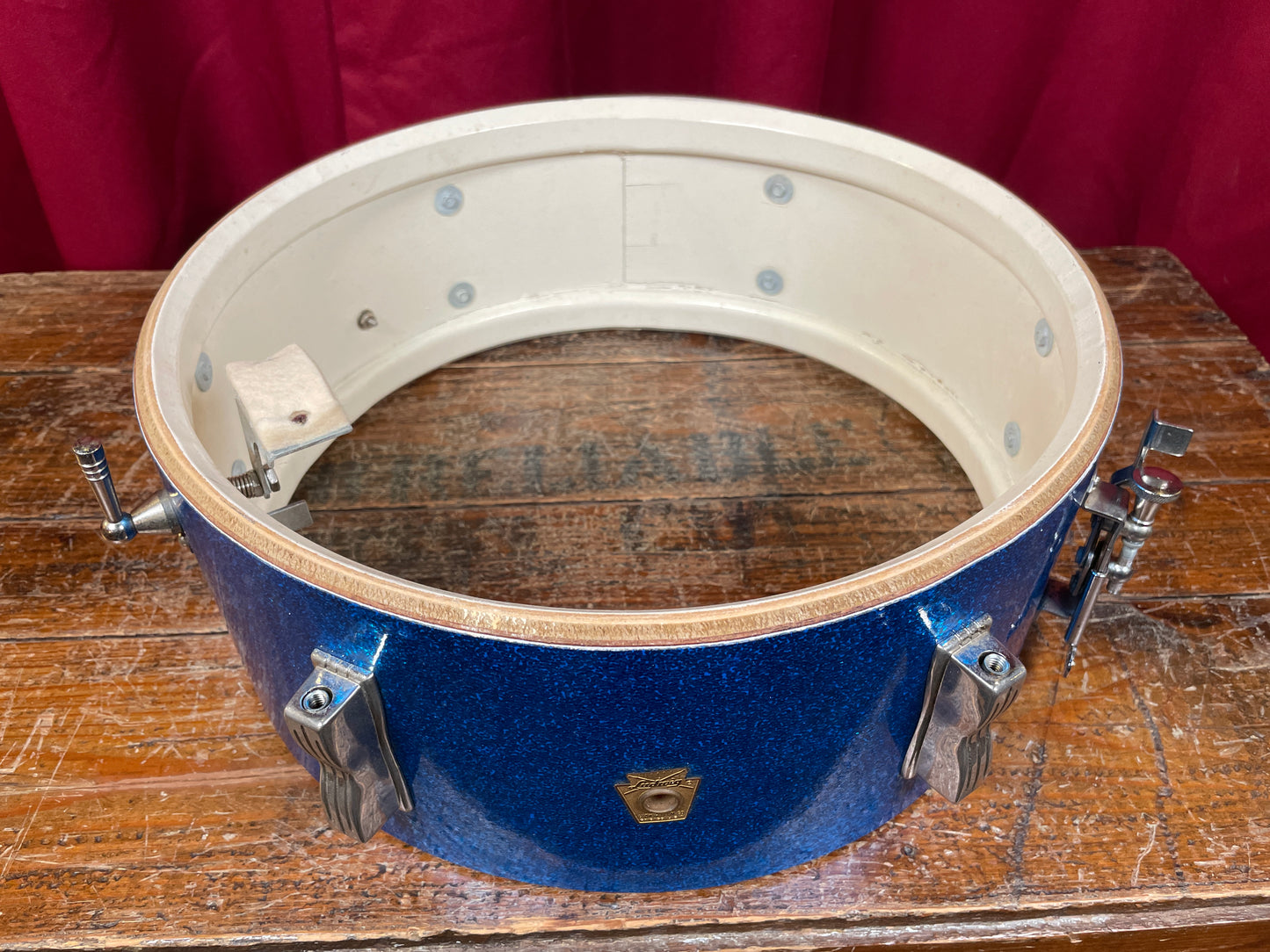 1966 Ludwig 5x14 Pioneer No. 491 Snare Drum Blue Sparkle Nickel