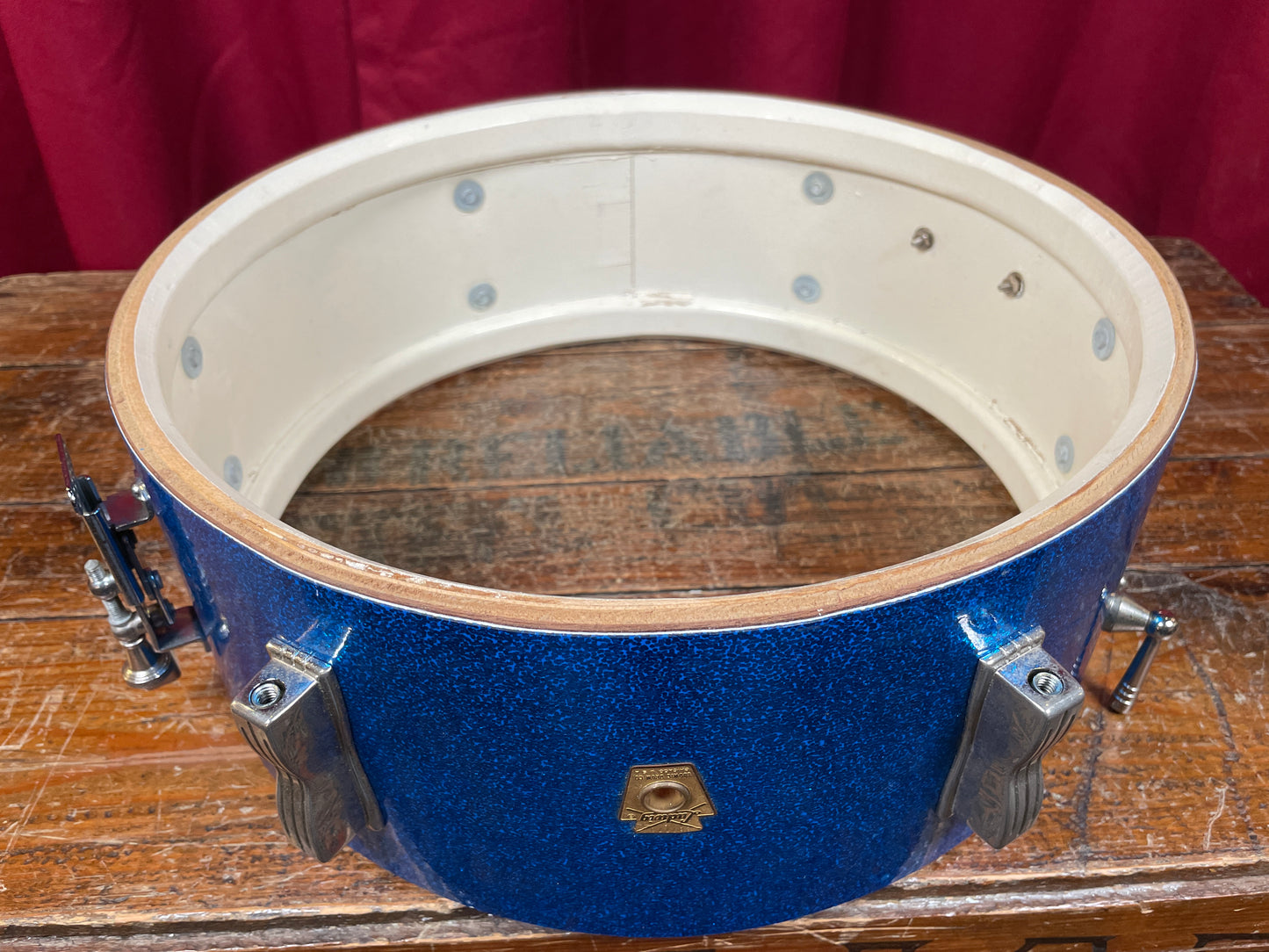 1966 Ludwig 5x14 Pioneer No. 491 Snare Drum Blue Sparkle Nickel
