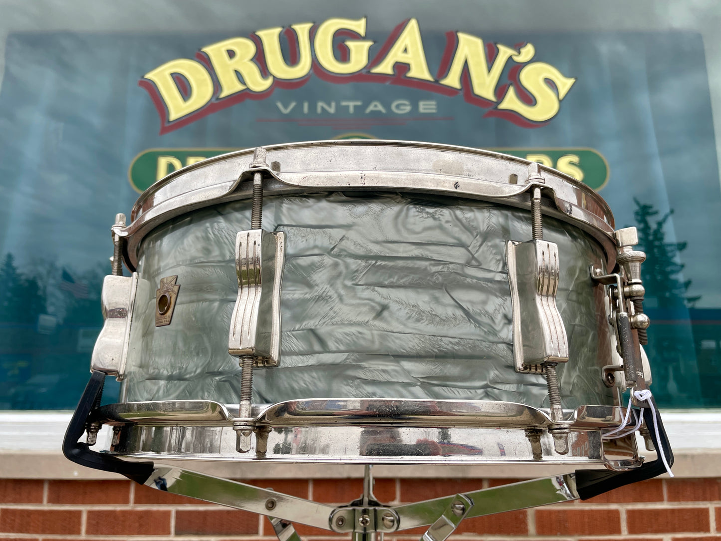 1963 Ludwig Jazz Festival 5x14 No. 908P Snare Drum Sky Blue Pearl Pre-Serial COB